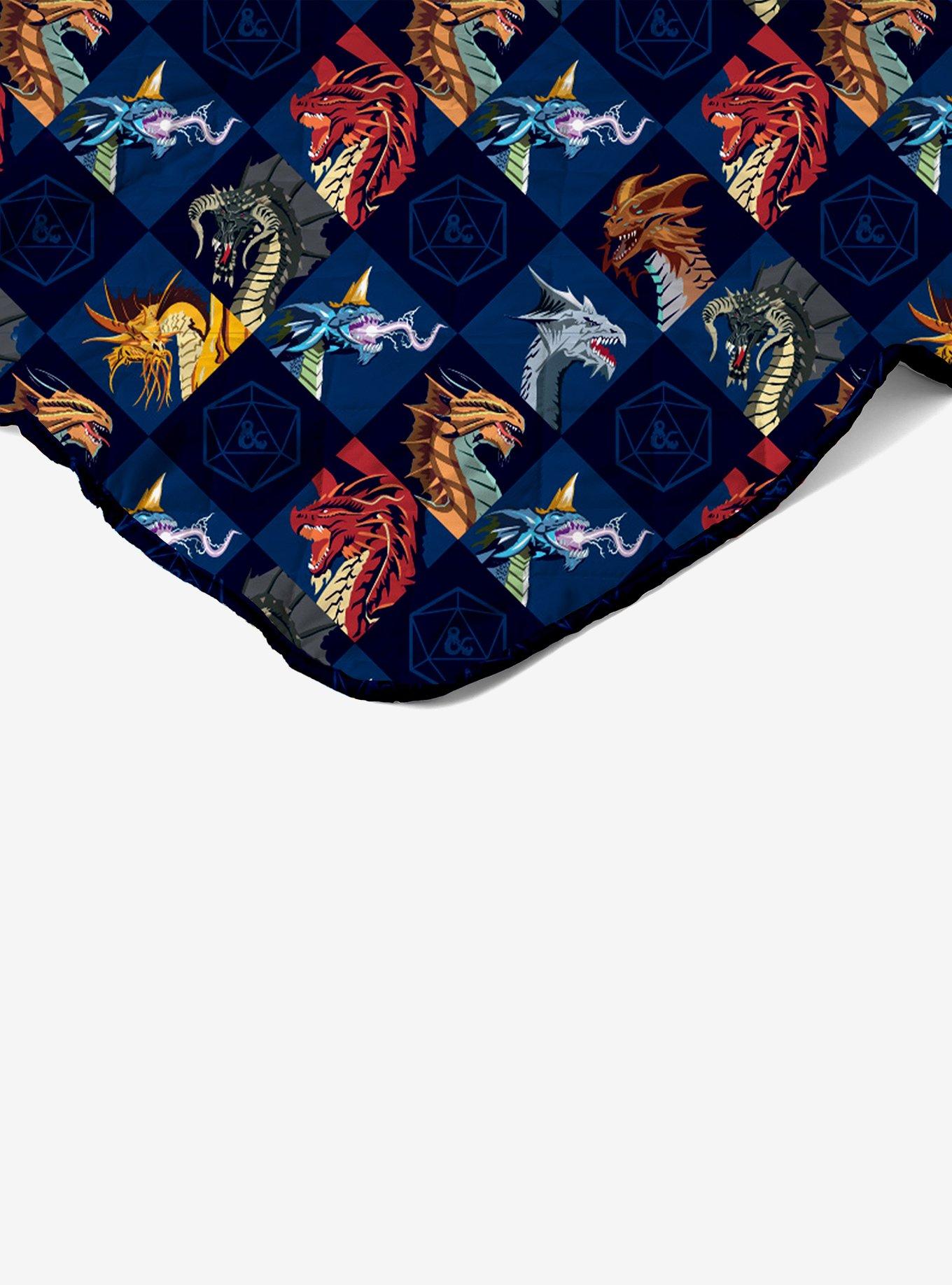 Dungeons & Dragons and Dice Quilted Throw Blanket