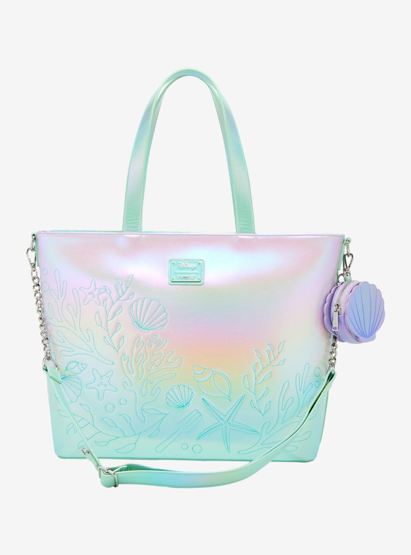 Loungefly Disney The Little Mermaid Iridescent Shell Tote Bag With Coin Purse, , alternate