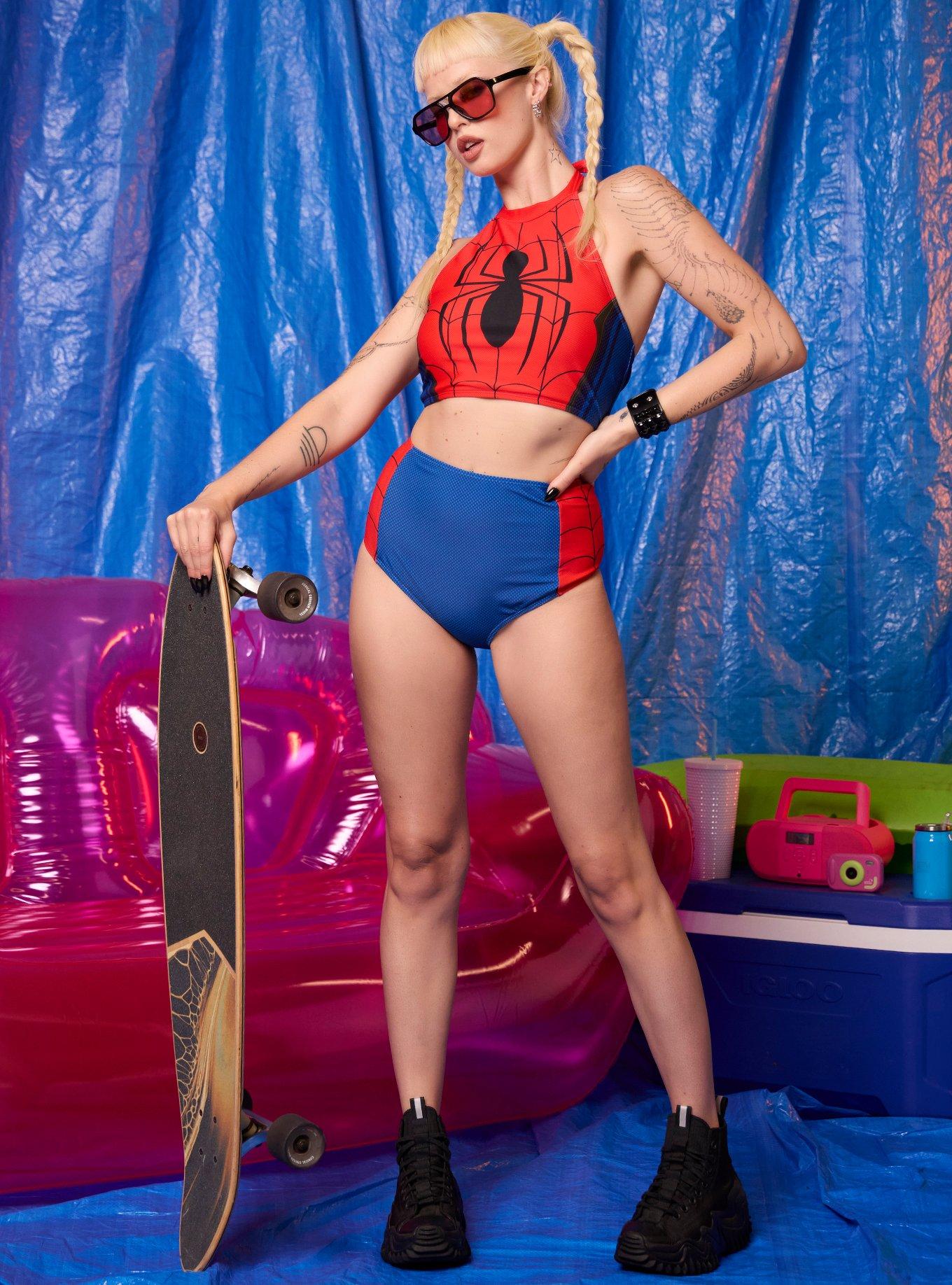 Marvel Spider-Man Logo Halter Swim Top, , hi-res