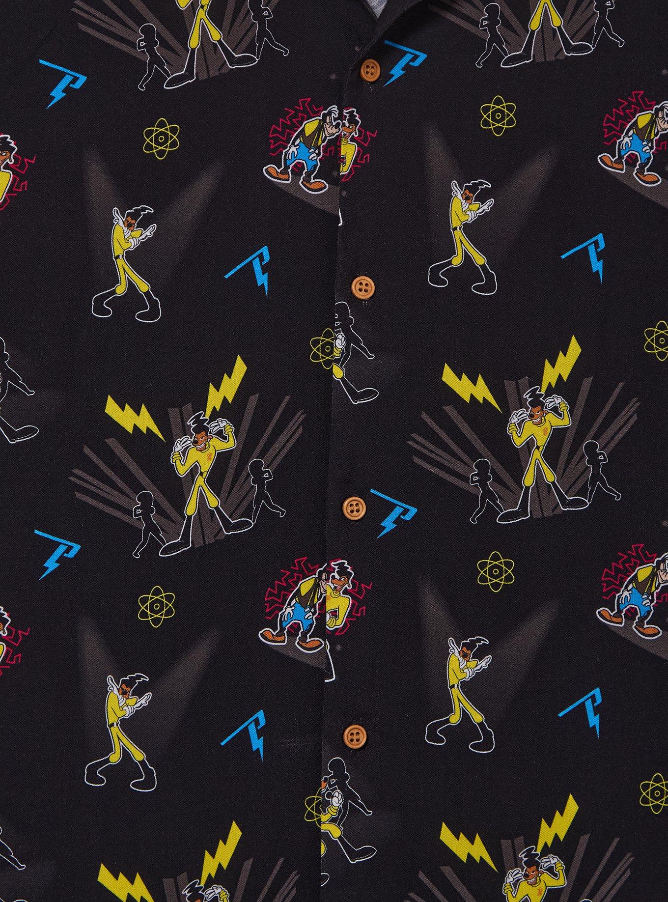 Disney A Goofy Movie Powerline Allover Print Woven Button-Up &mdash; BoxLunch Exclusive, BLACK, alternate