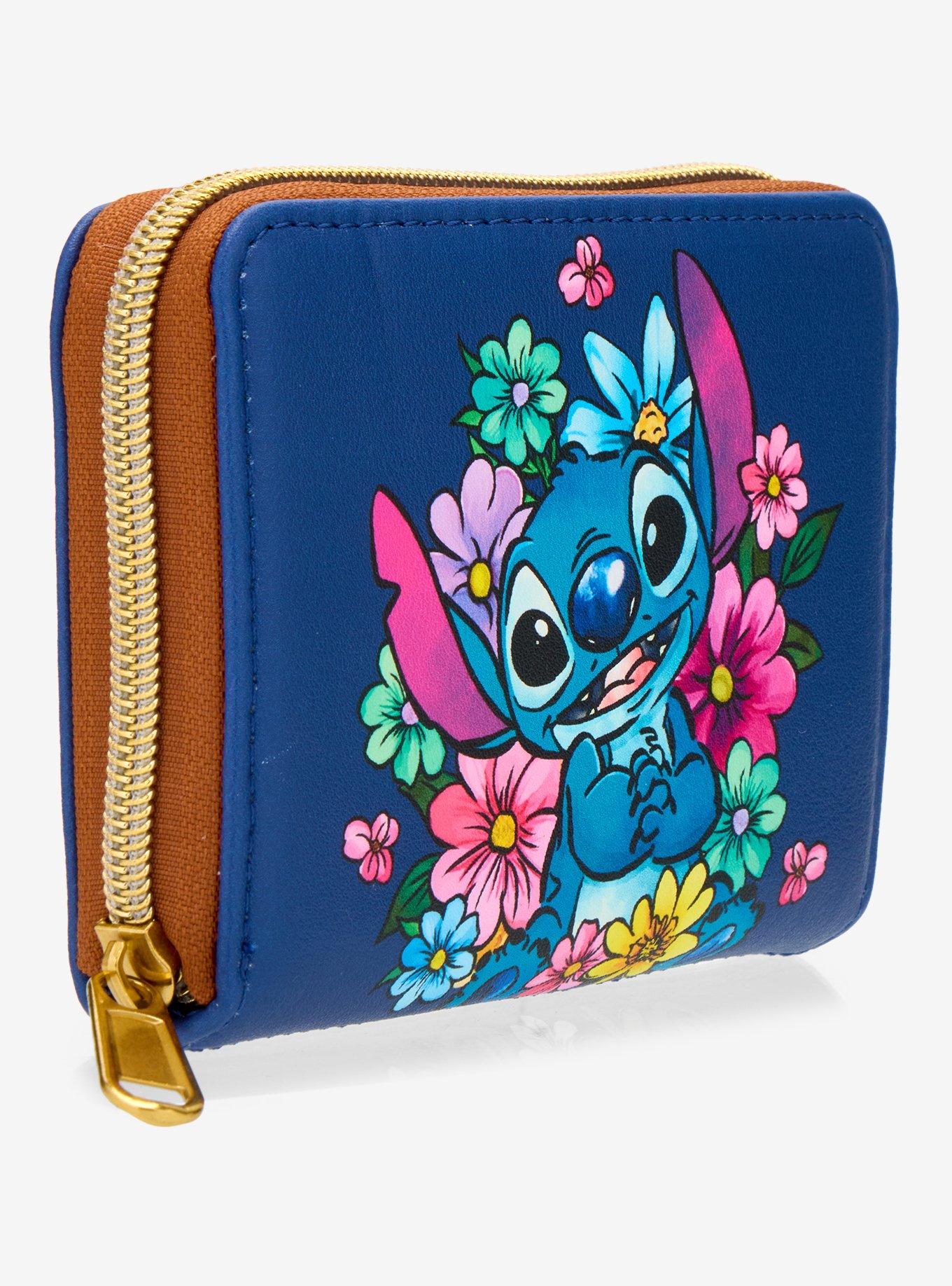 Loungefly Disney Stitch Flowers Mini Zipper Wallet, , hi-res