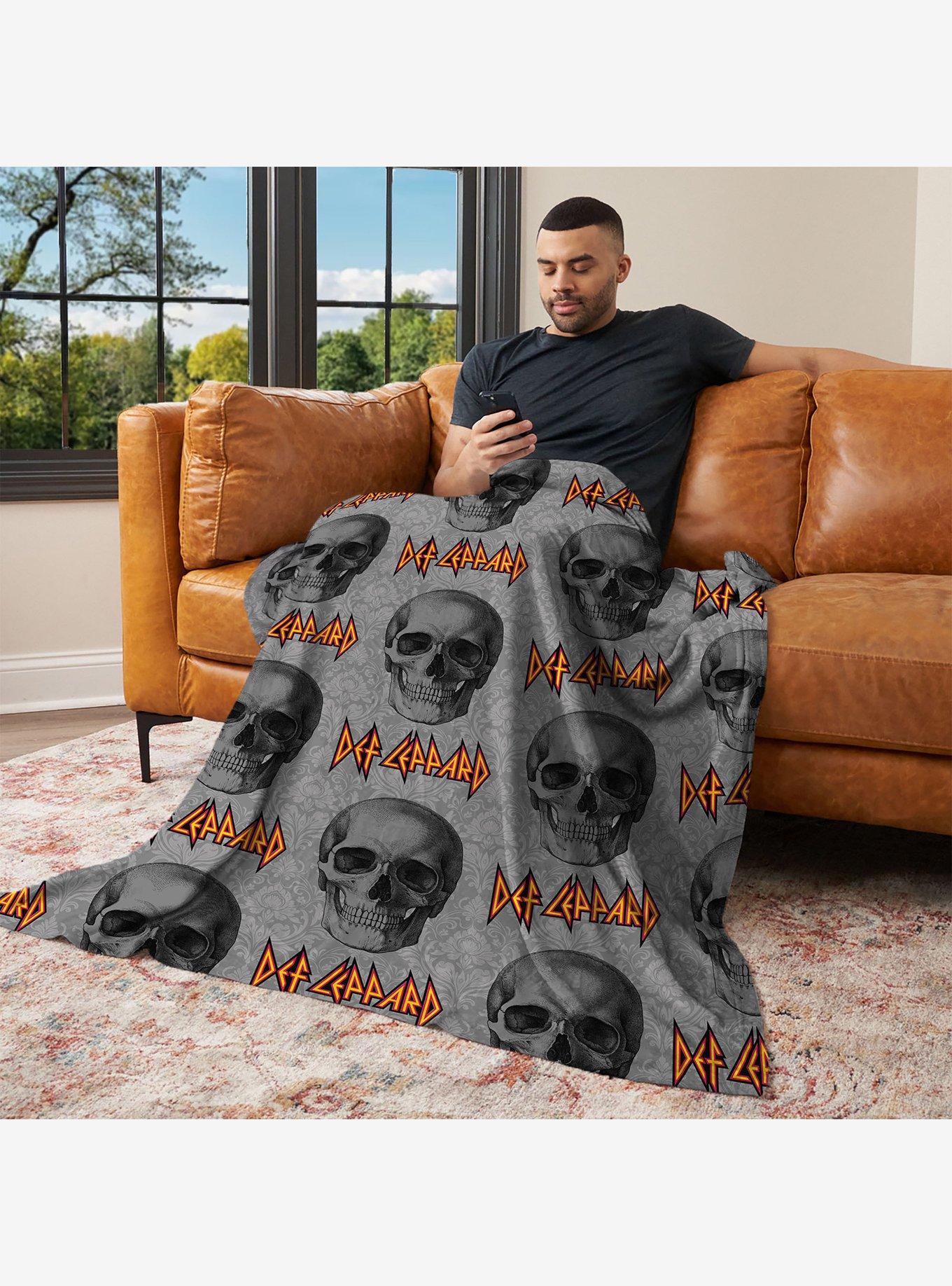 Def Leppard Skull Damask Silk Touch Throw Blanket, , alternate