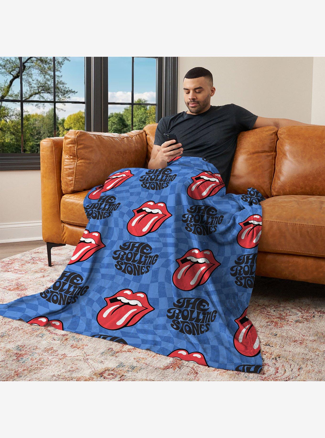 The Rolling Stones Psychedelic Check Silk Touch Throw Blanket, , alternate