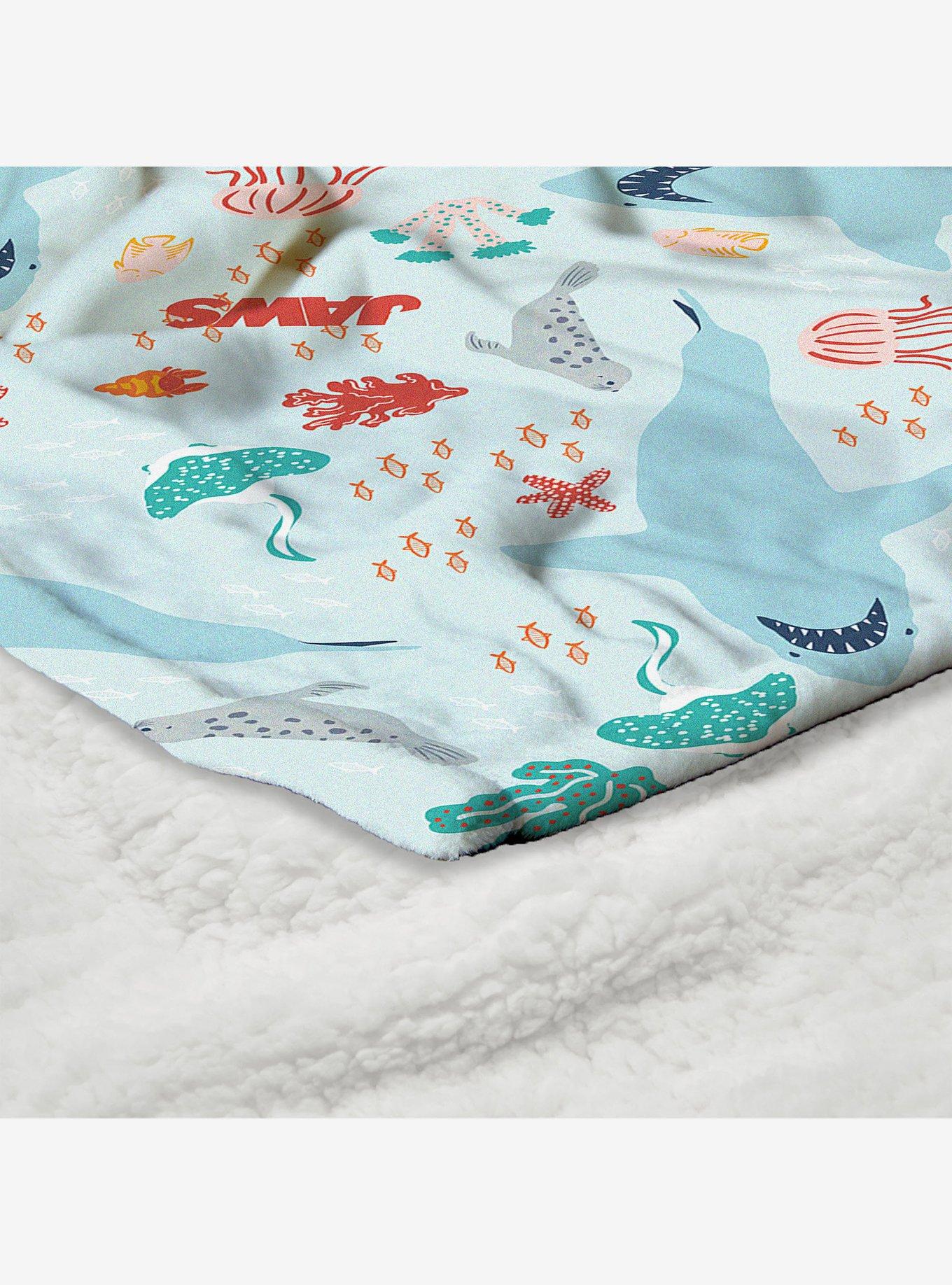Jaws Coastal Sharks Silk Touch Sherpa Throw Blanket, , alternate
