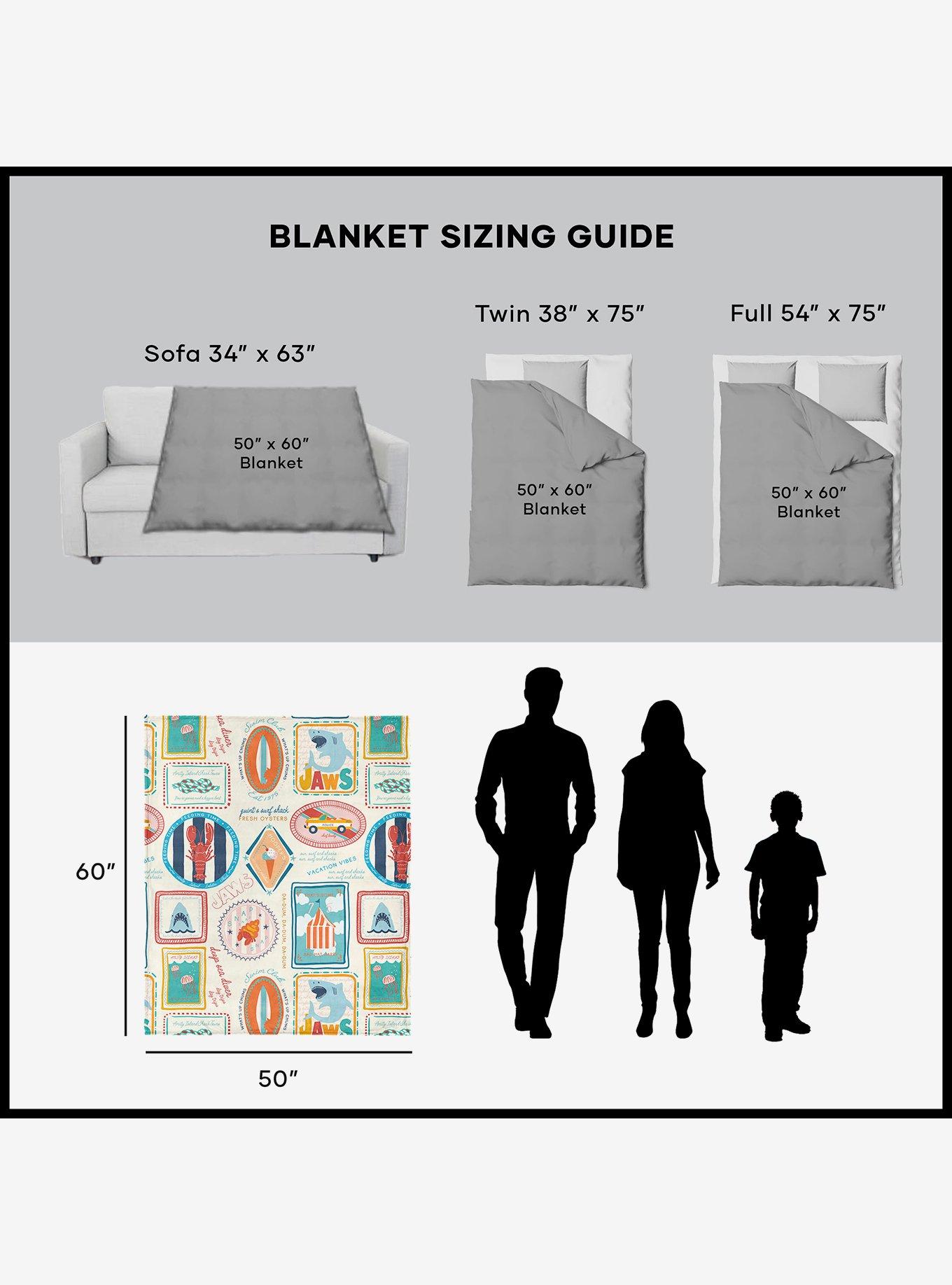 Jaws Post Stamps Silk Touch Sherpa Throw Blanket, , alternate