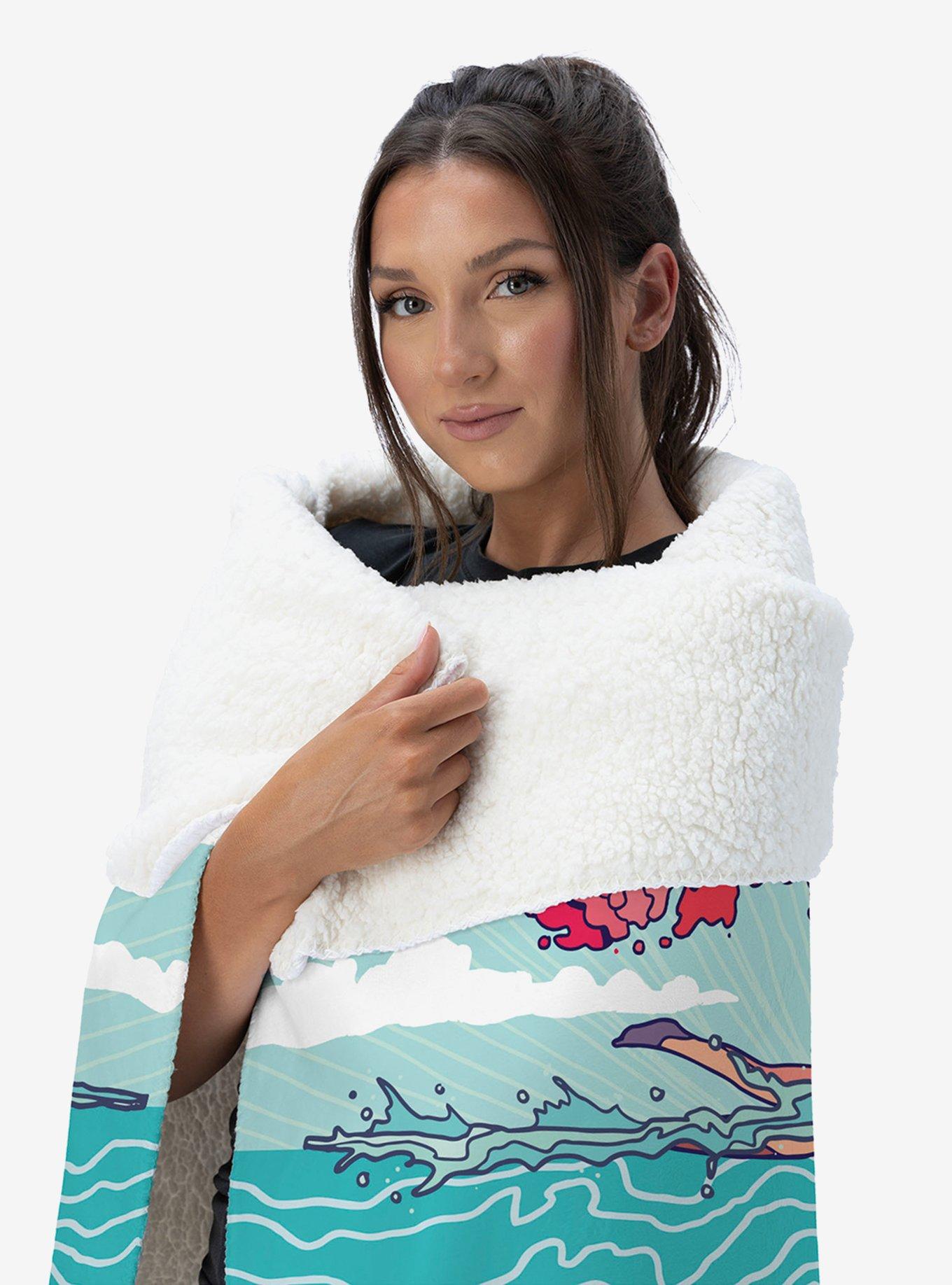 Jaws Squiggle Poster Silk Touch Sherpa Throw Blanket, , alternate
