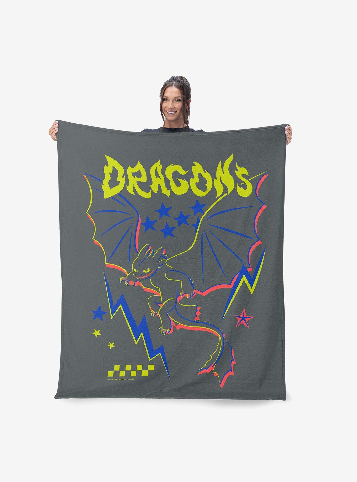 How to Train Your Dragon Neon Dragon 60x80" Silk Touch Throw Blanket, , hi-res