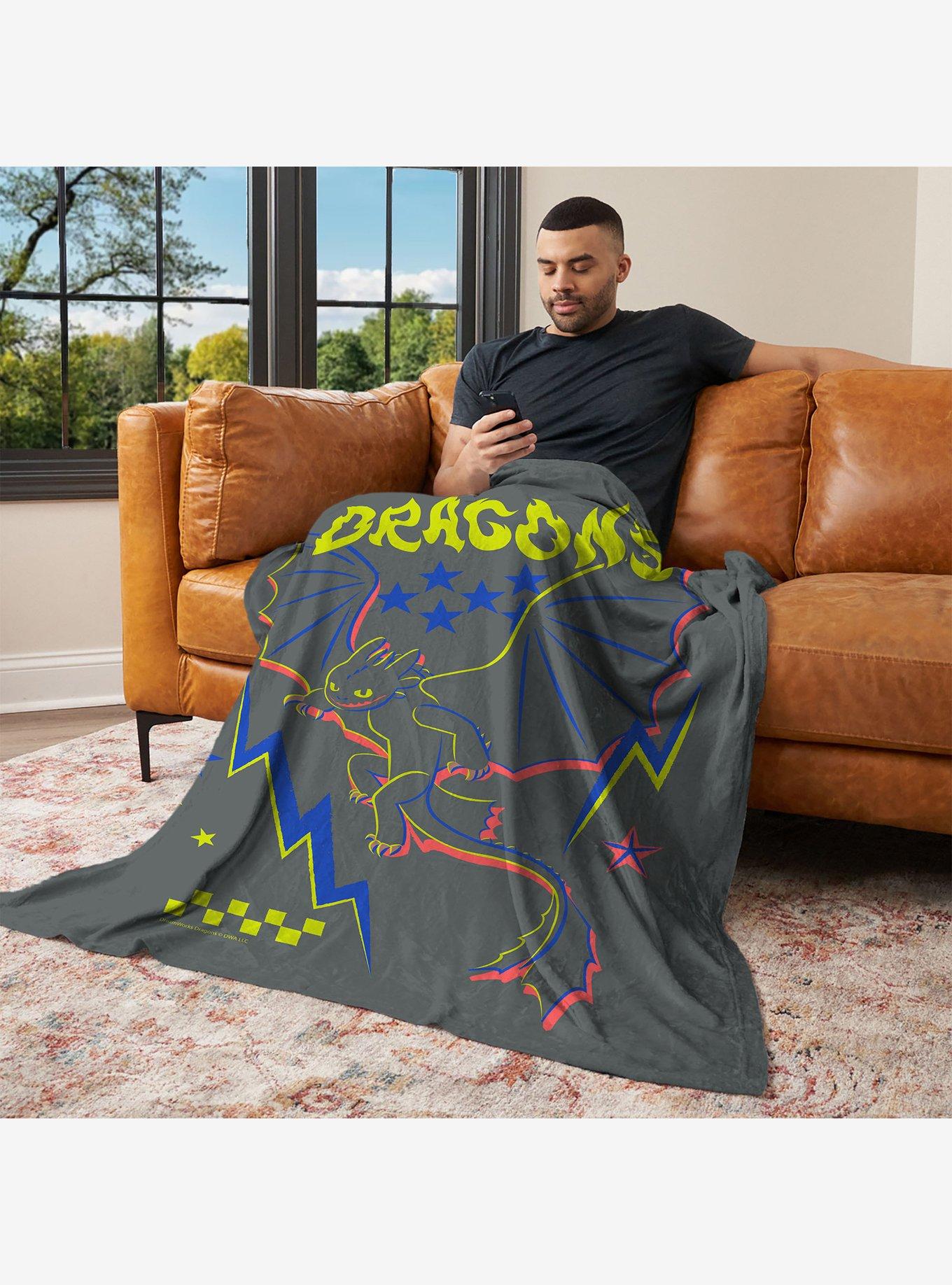 How to Train Your Dragon Neon Dragon 60x80" Silk Touch Throw Blanket, , alternate