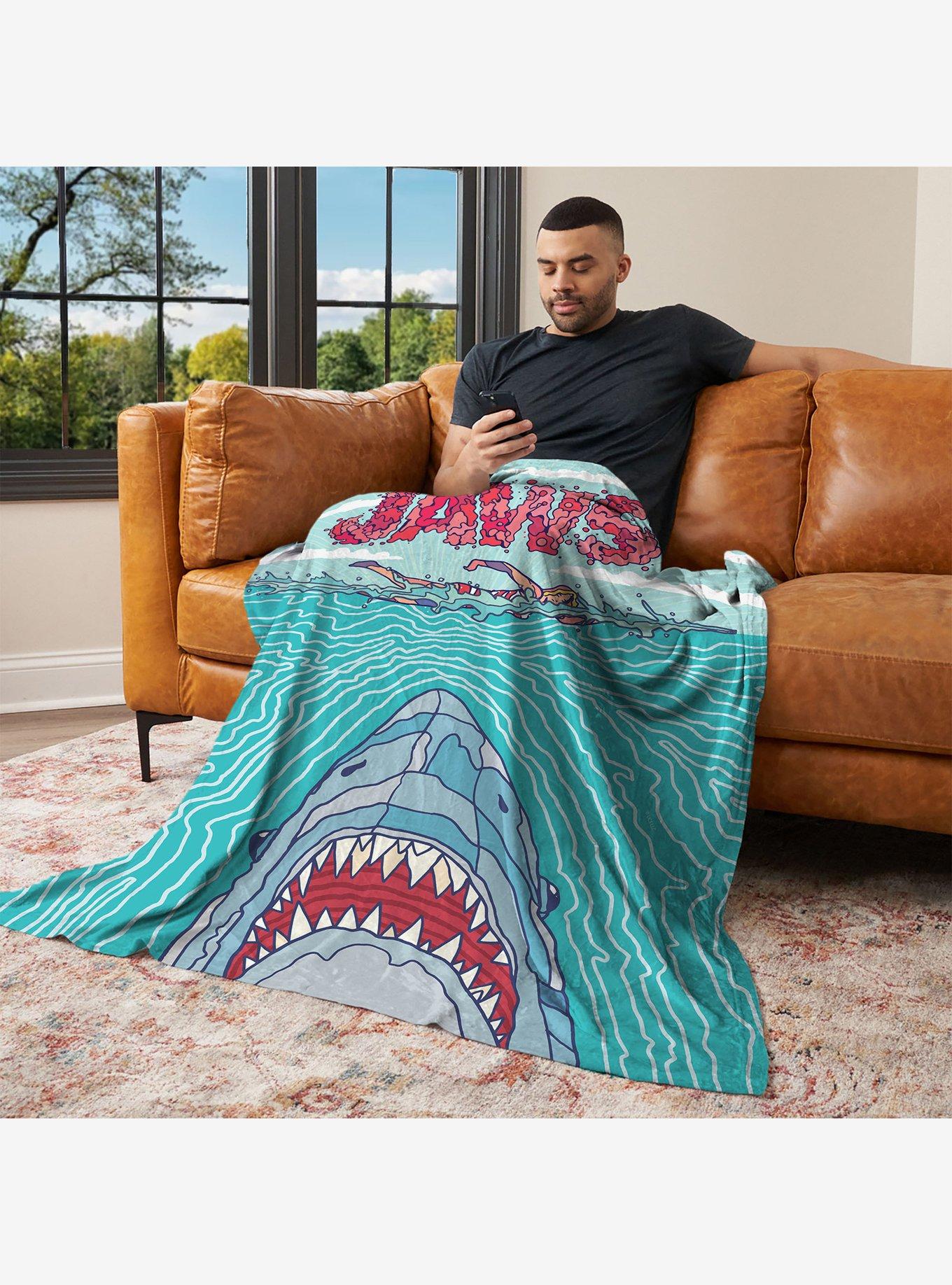 Jaws Squiggle Poster 60x80" Silk Touch Throw Blanket, , alternate