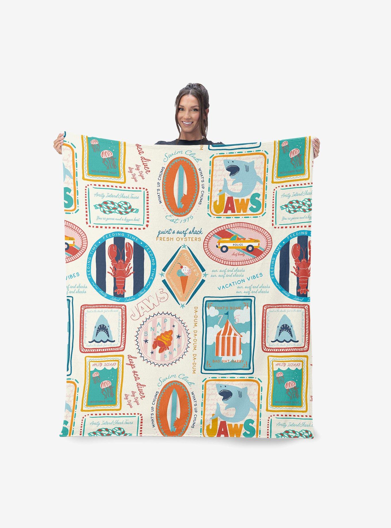 Jaws Post Stamps 60x80" Silk Touch Throw Blanket, , hi-res