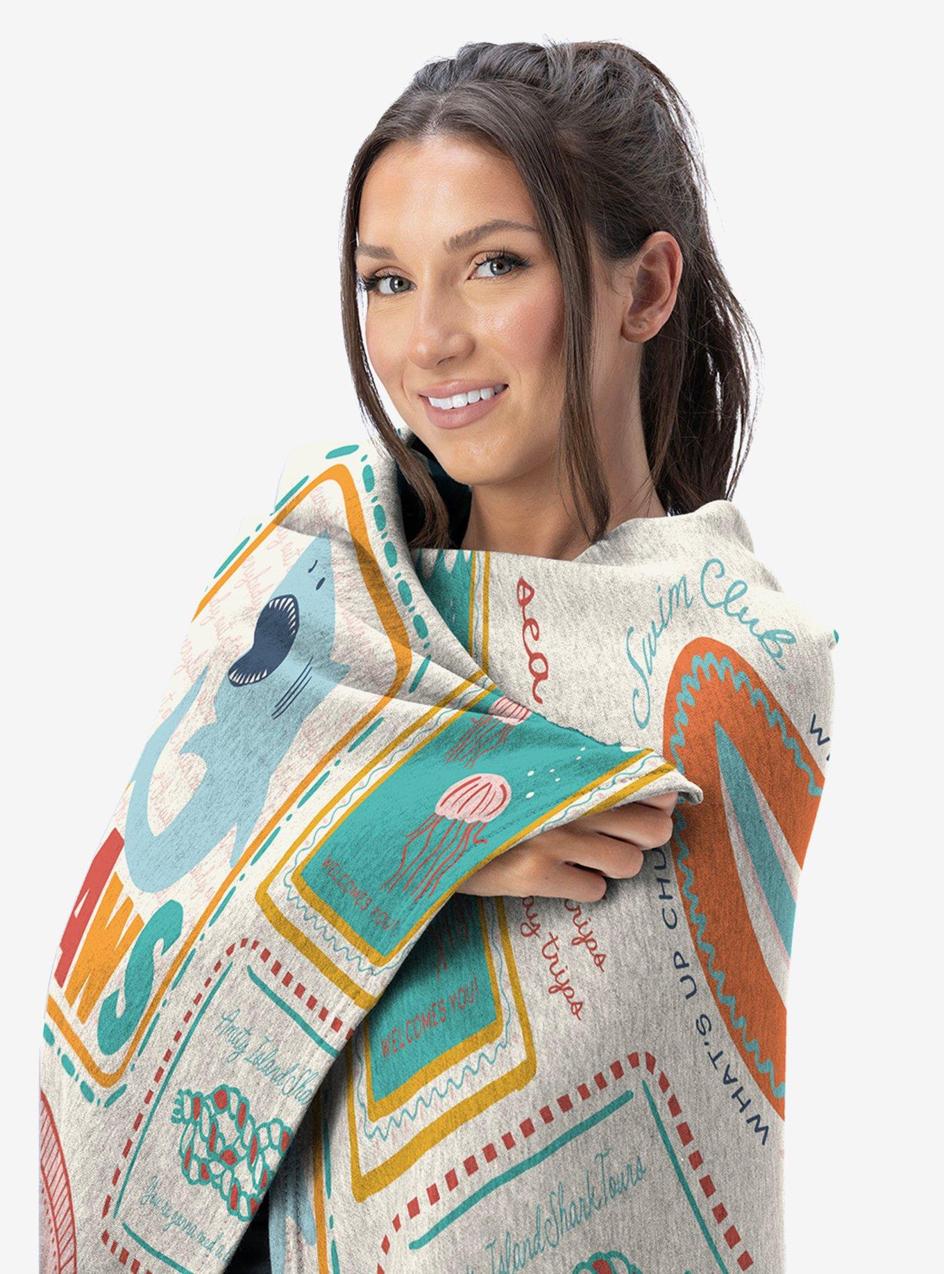 Jaws Post Stamps 60x80" Silk Touch Throw Blanket, , alternate