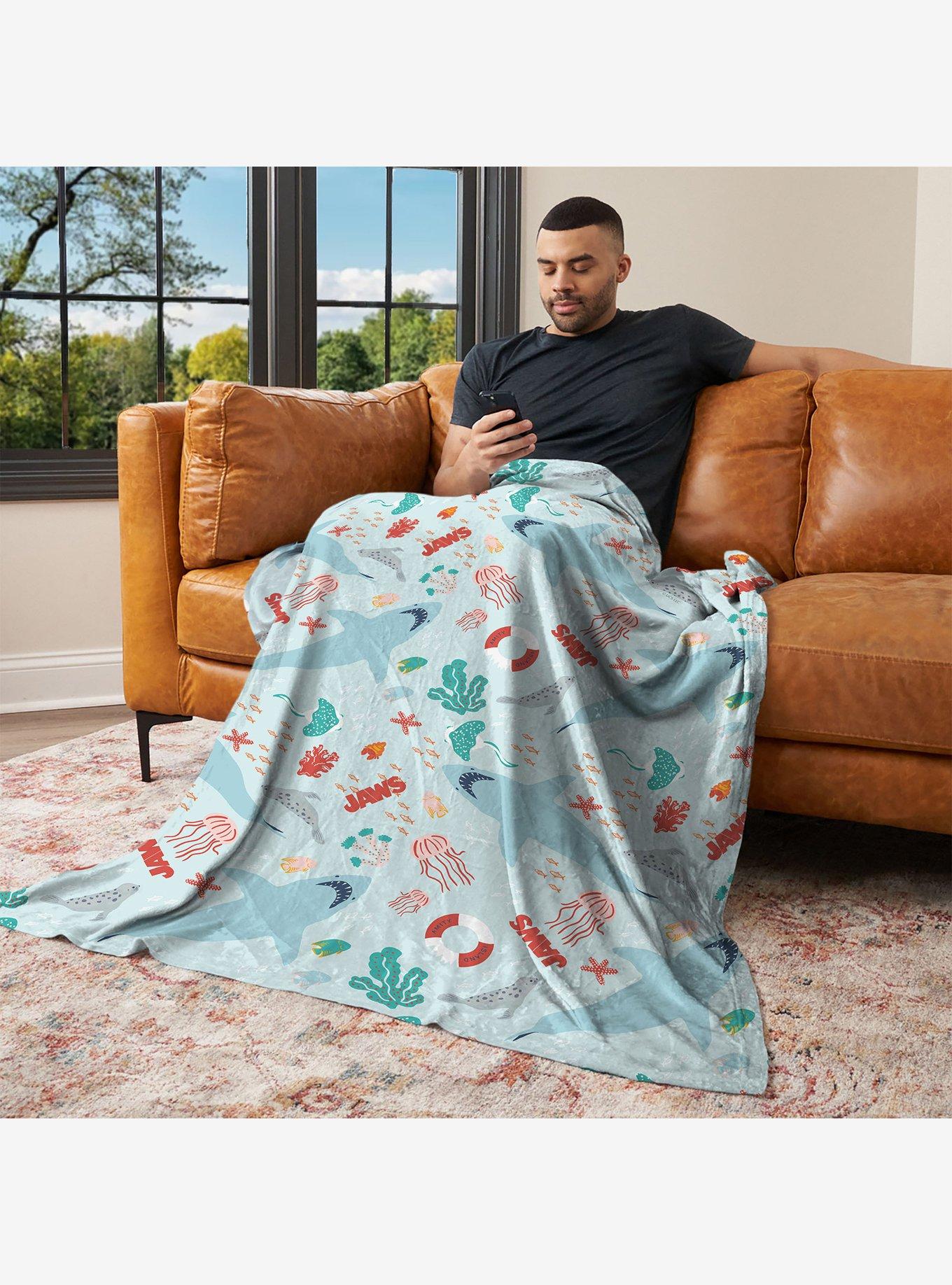 Jaws Coastal Sharks 60x80" Silk Touch Throw Blanket, , alternate