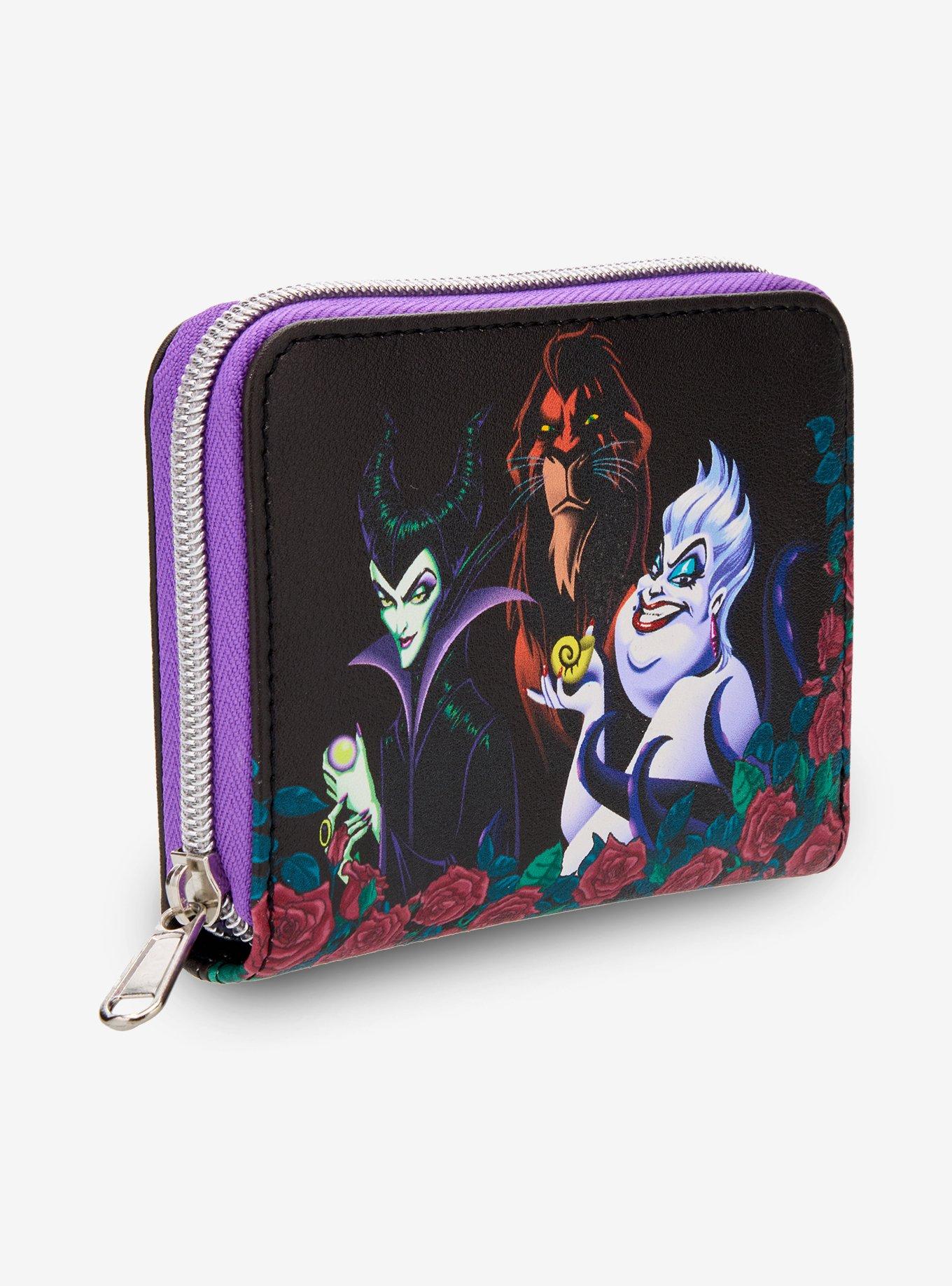 Loungefly Disney Villains Trio Roses Mini Zipper Wallet, , hi-res