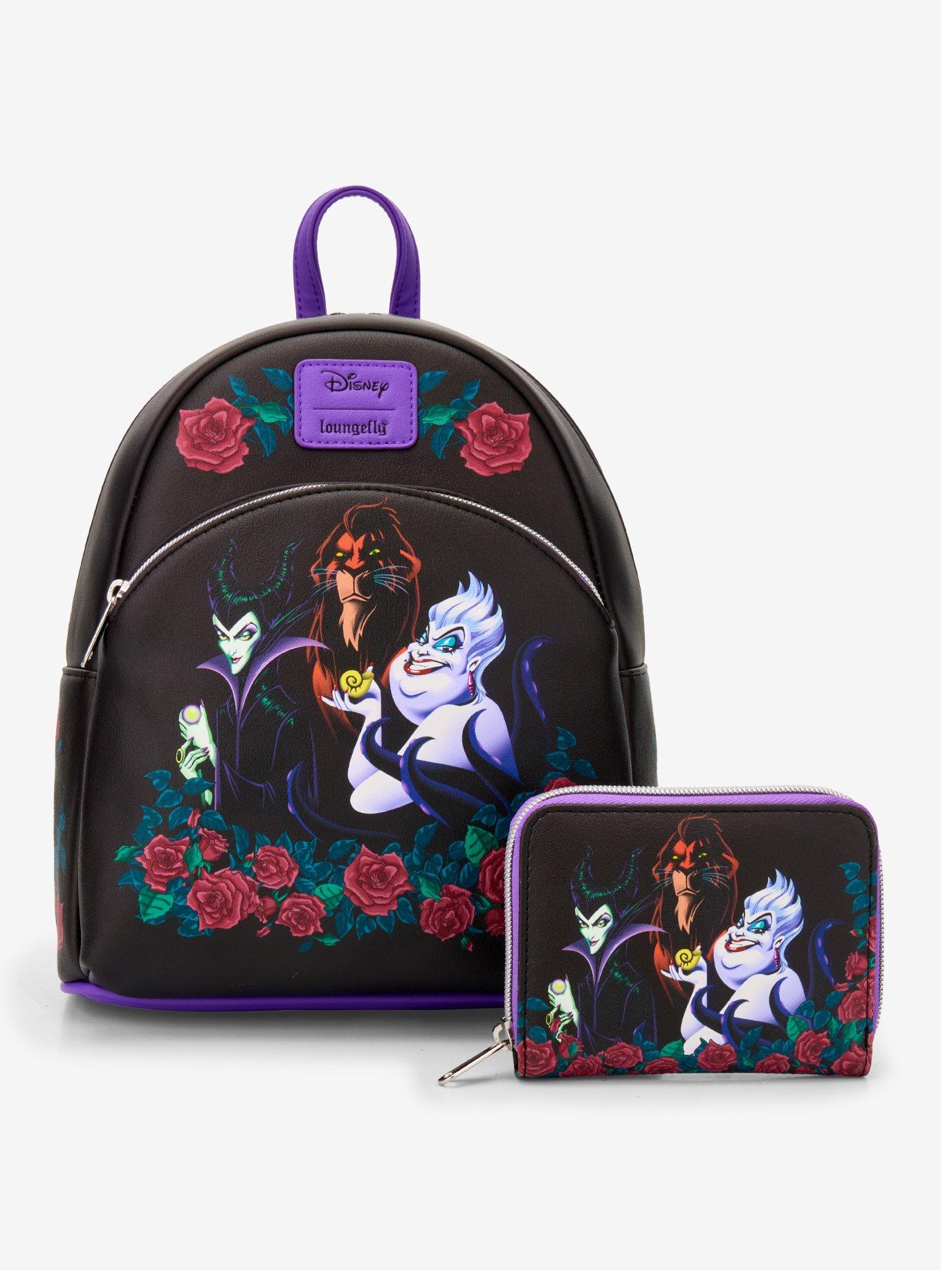 Loungefly Disney Villains Trio Roses Mini Zipper Wallet, , alternate