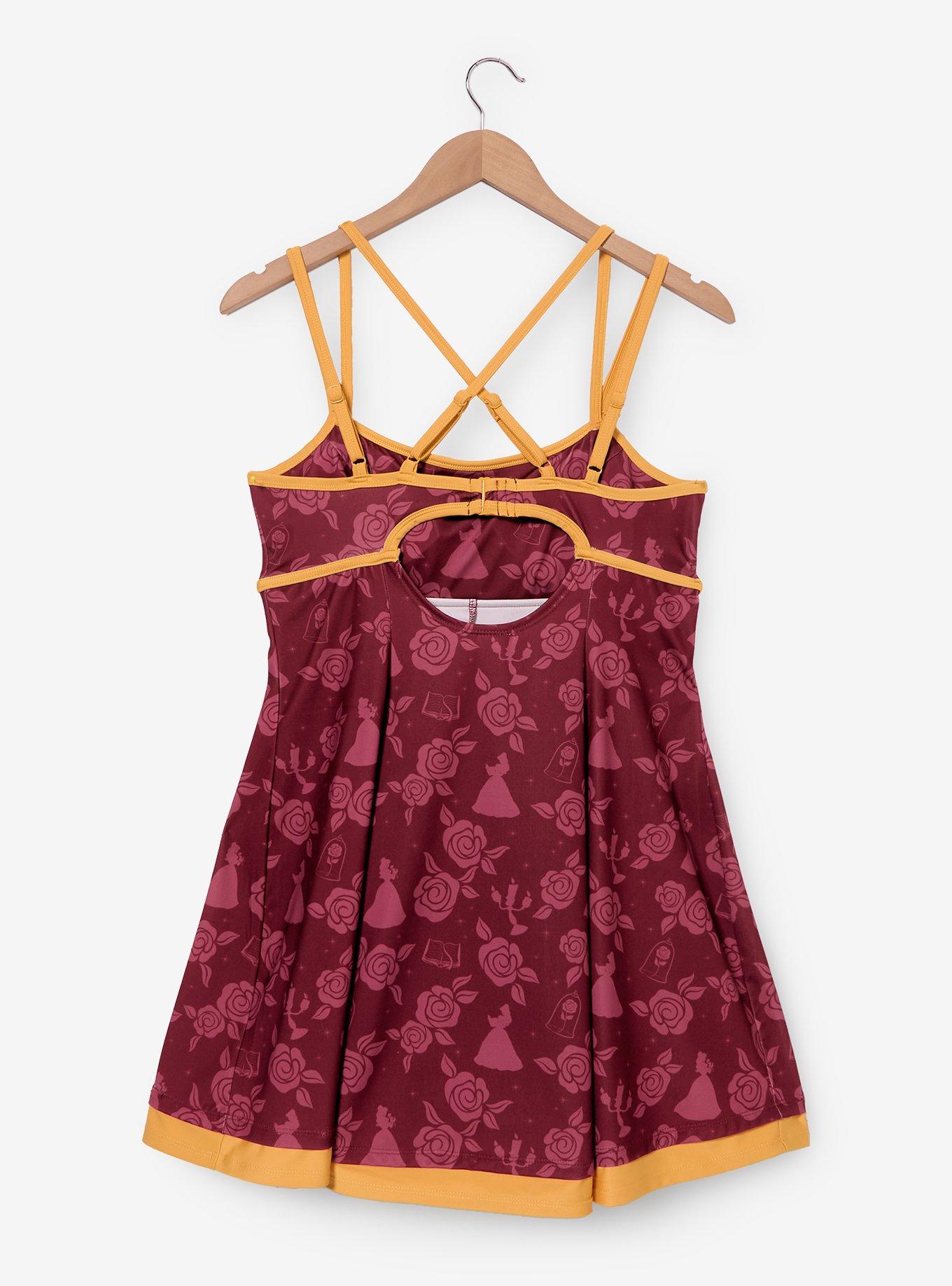 Disney Beauty And The Beast Belle Roses Athletic Dress Plus Size, BURGUNDY, alternate - view 3