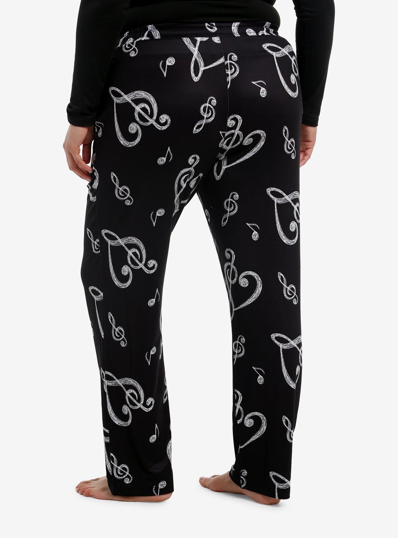 Heart Music Symbols Girls Pajama Pants Plus Size, , hi-res