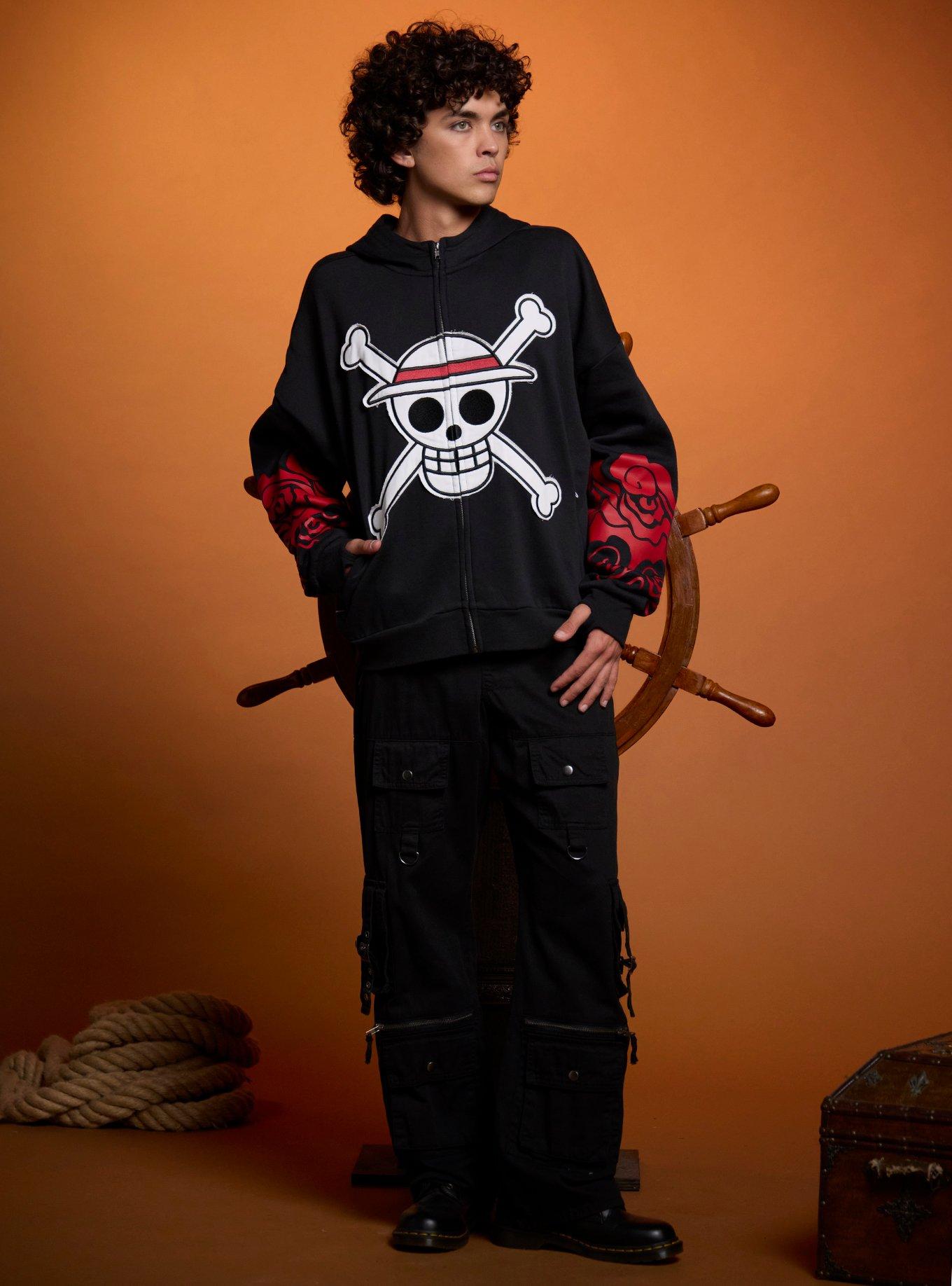 One Piece Alabasta Straw Hat Crew Hoodie, BLACK, alternate