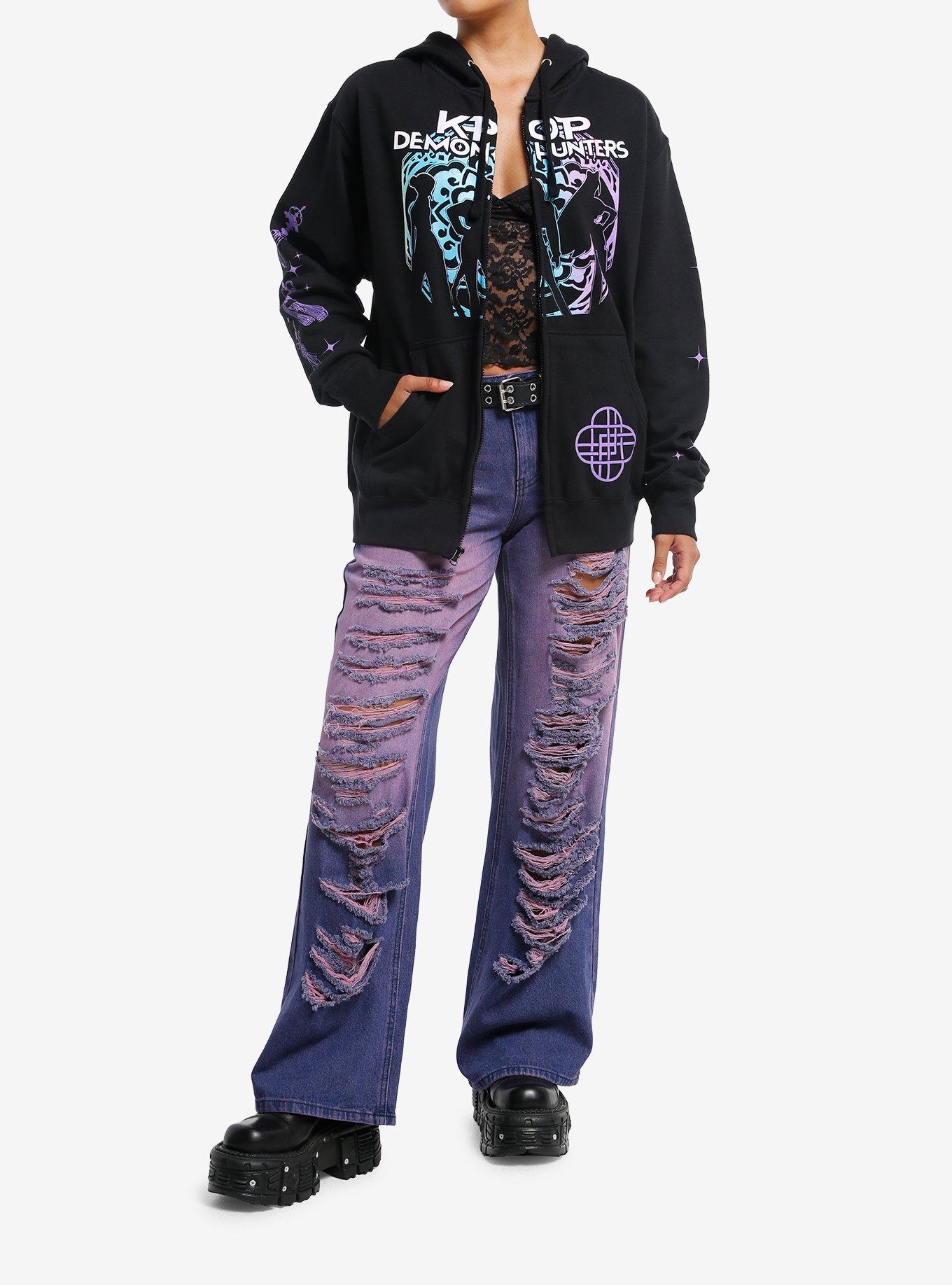 KPop Demon Hunters Huntrix Silhouette Hoodie, MULTI, alternate