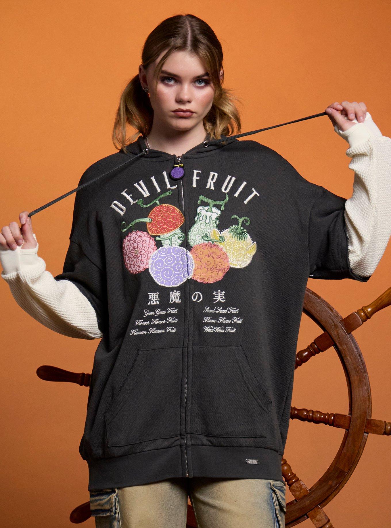 One Piece Devil Fruits Thermal Oversized Twofer Hoodie, MULTI, alternate