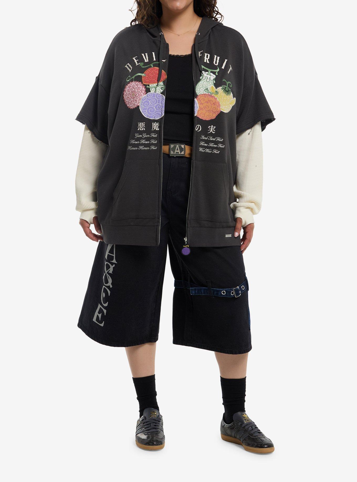 One Piece Devil Fruit Thermal Girls Twofer Hoodie Plus Size, MULTI, alternate