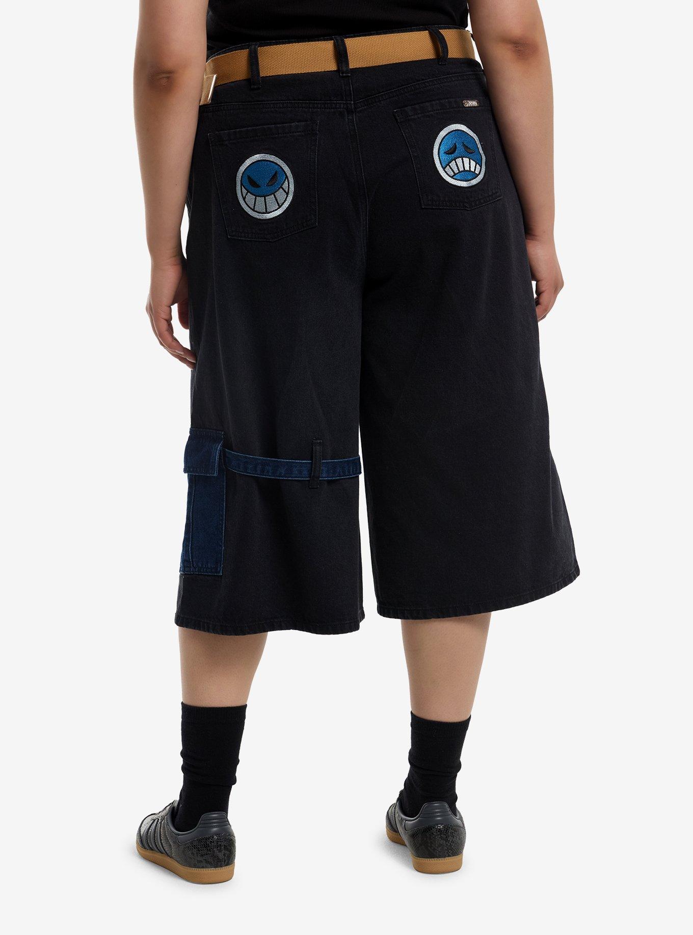 One Piece Ace Charm Belted Jorts Plus Size, , hi-res