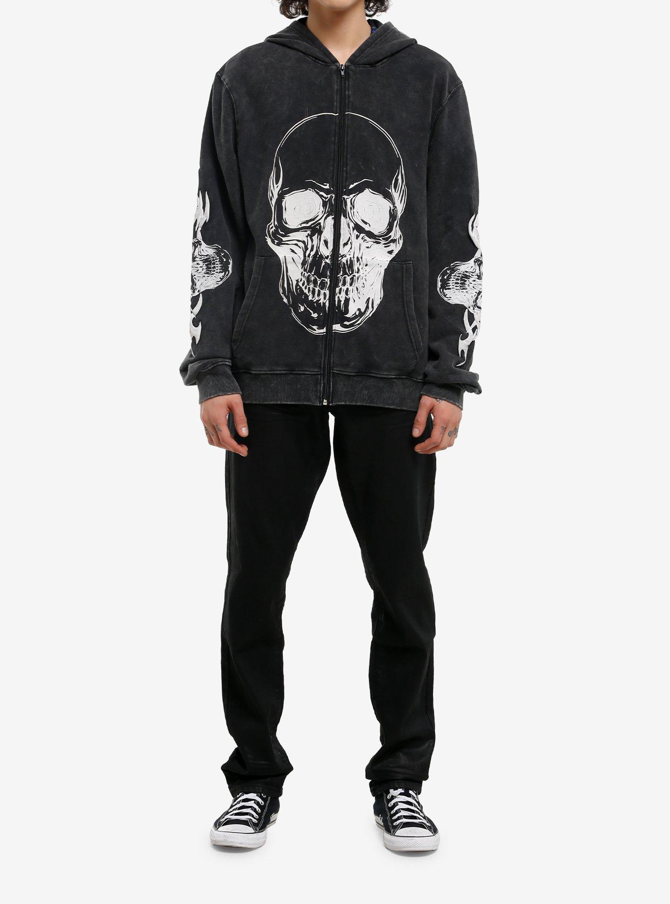 Cyber Skull Puff Print Hoodie, , hi-res