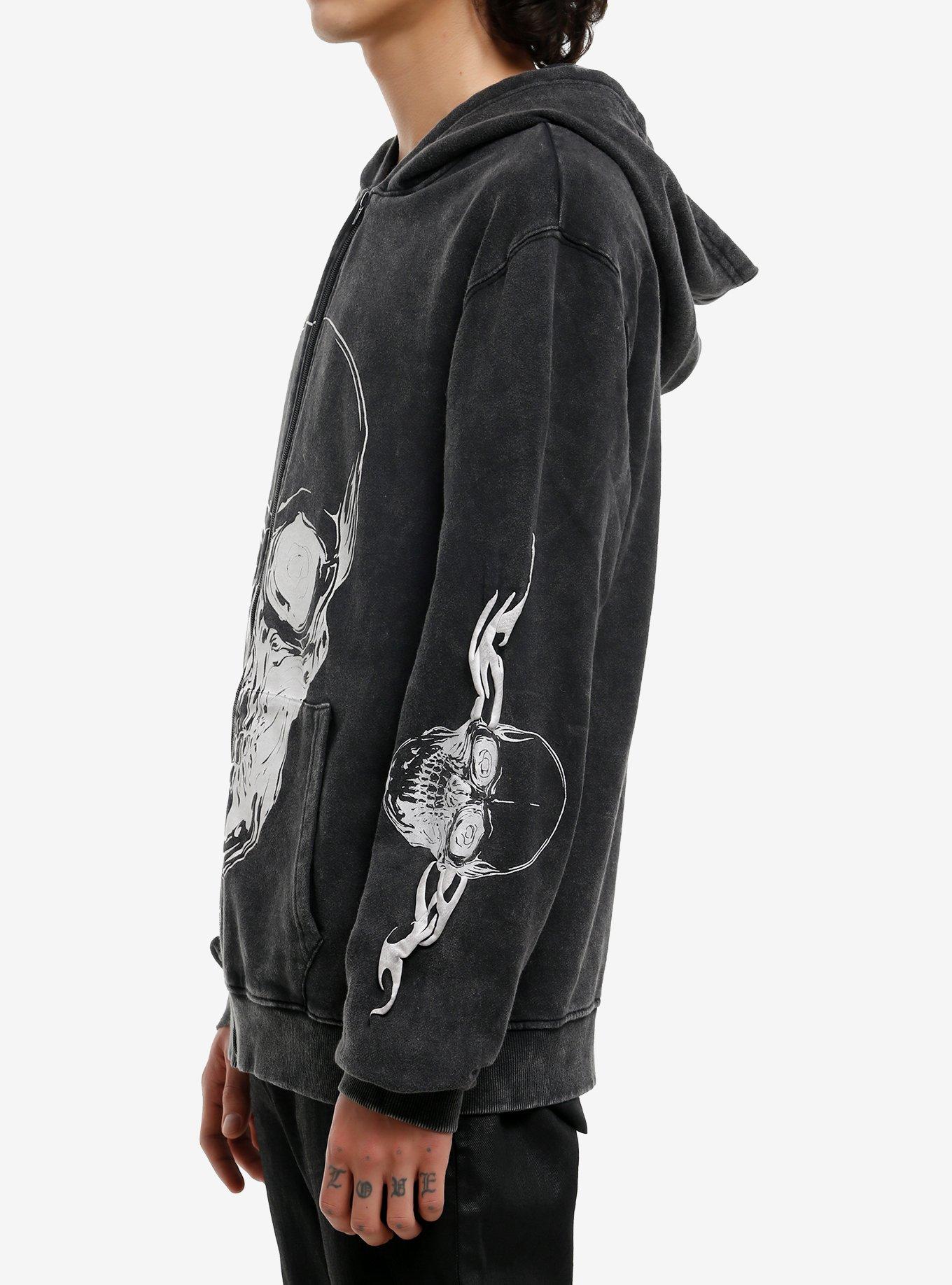 Cyber Skull Puff Print Hoodie, , alternate