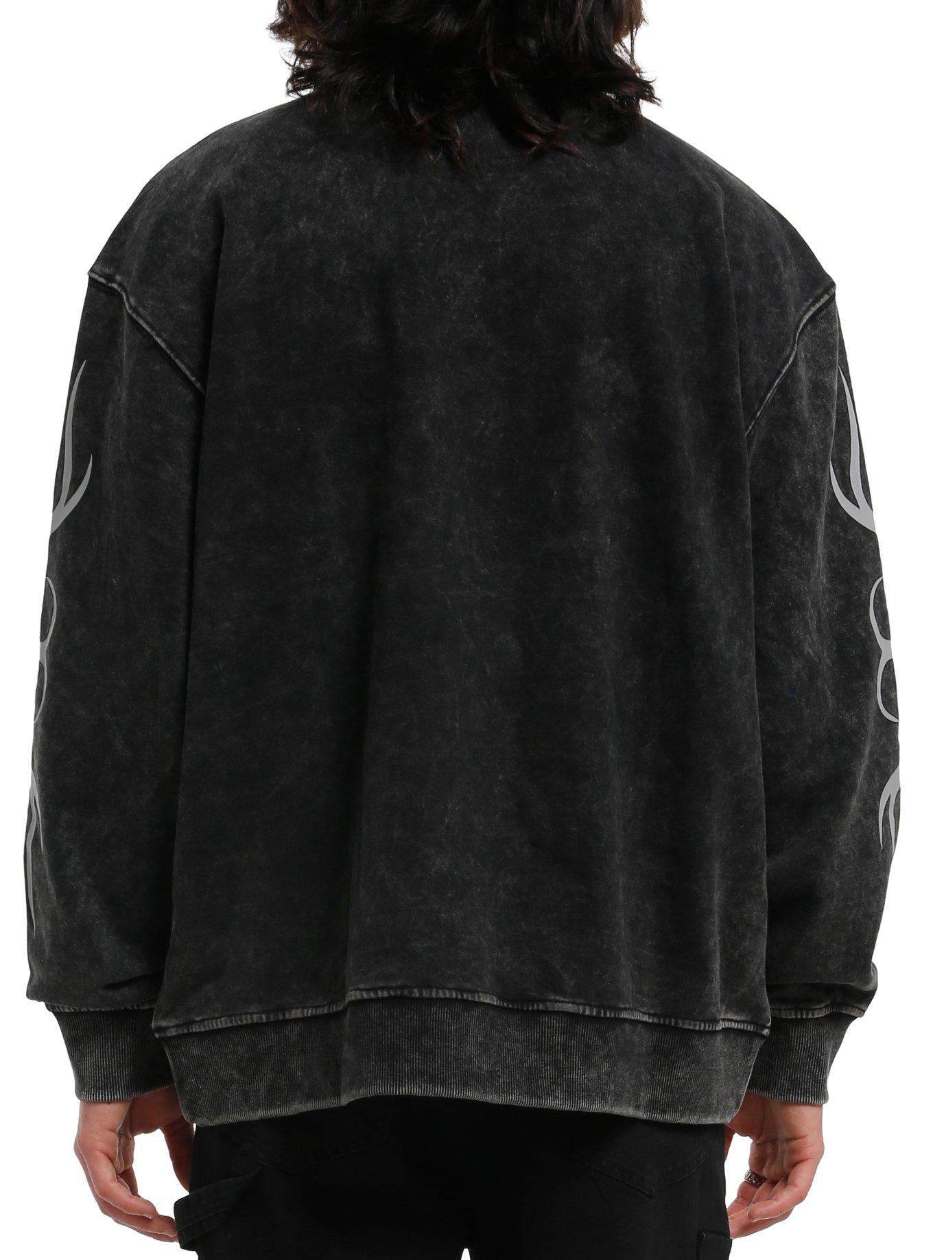 Winged Cross & Skulls Sweatshirt, GREY, alternate