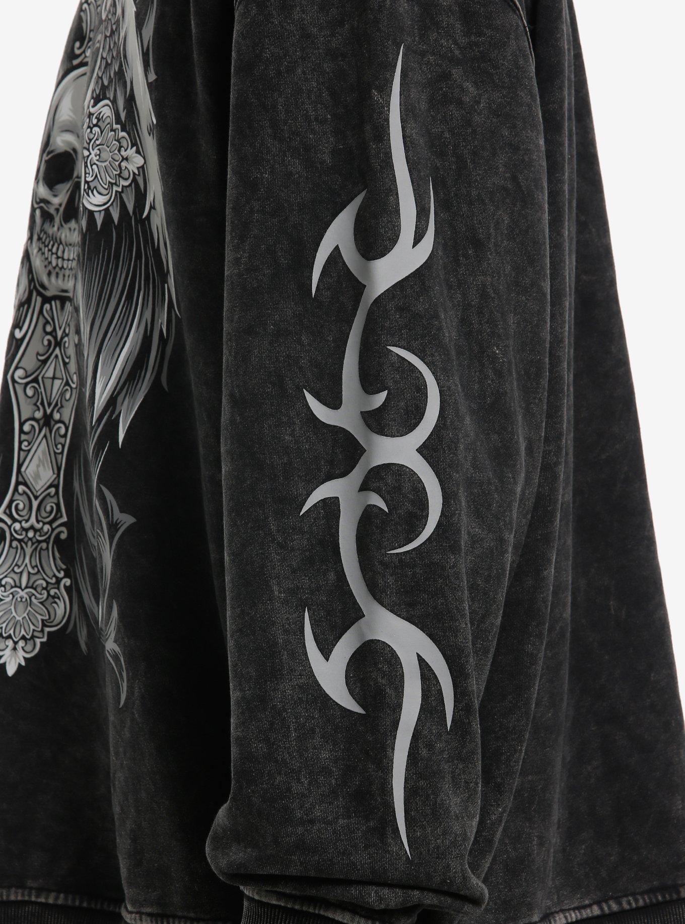 Winged Cross & Skulls Sweatshirt, GREY, alternate