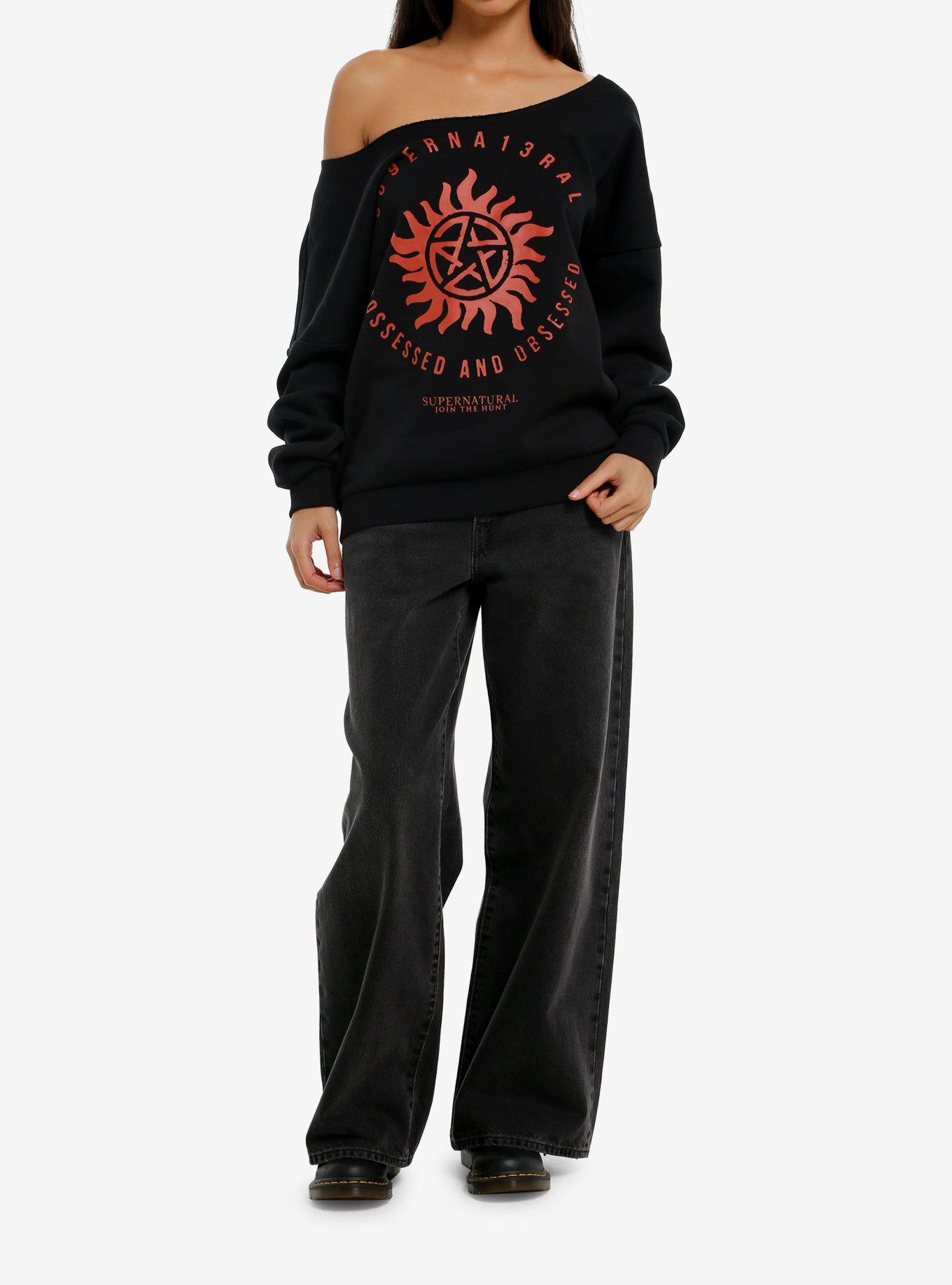 Supernatural Logo Off-Shoulder Girls Sweatshirt, , hi-res