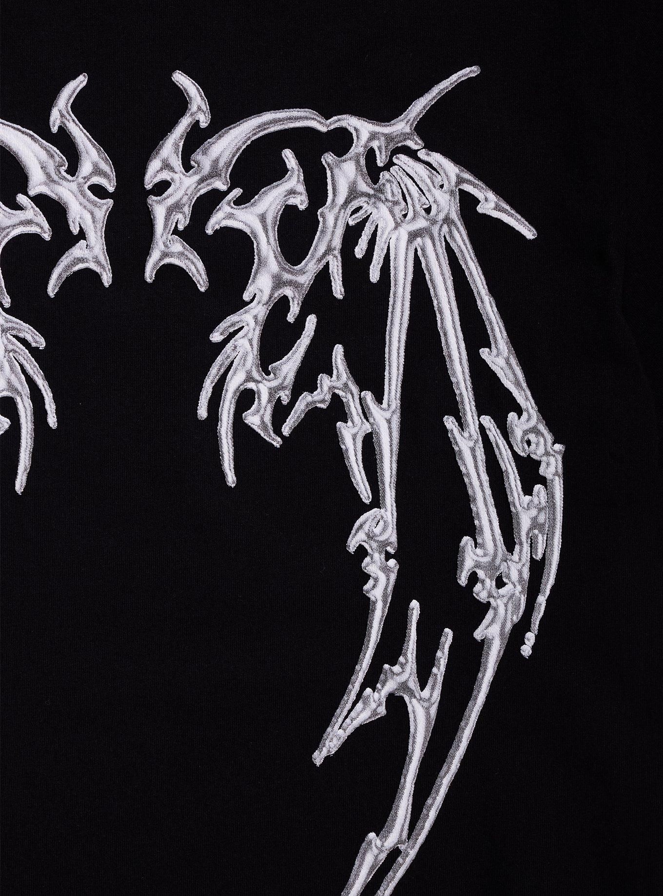 Chrome Wings Puff Print Double-Sided T-Shirt By Call Your Mother, BLACK, alternate