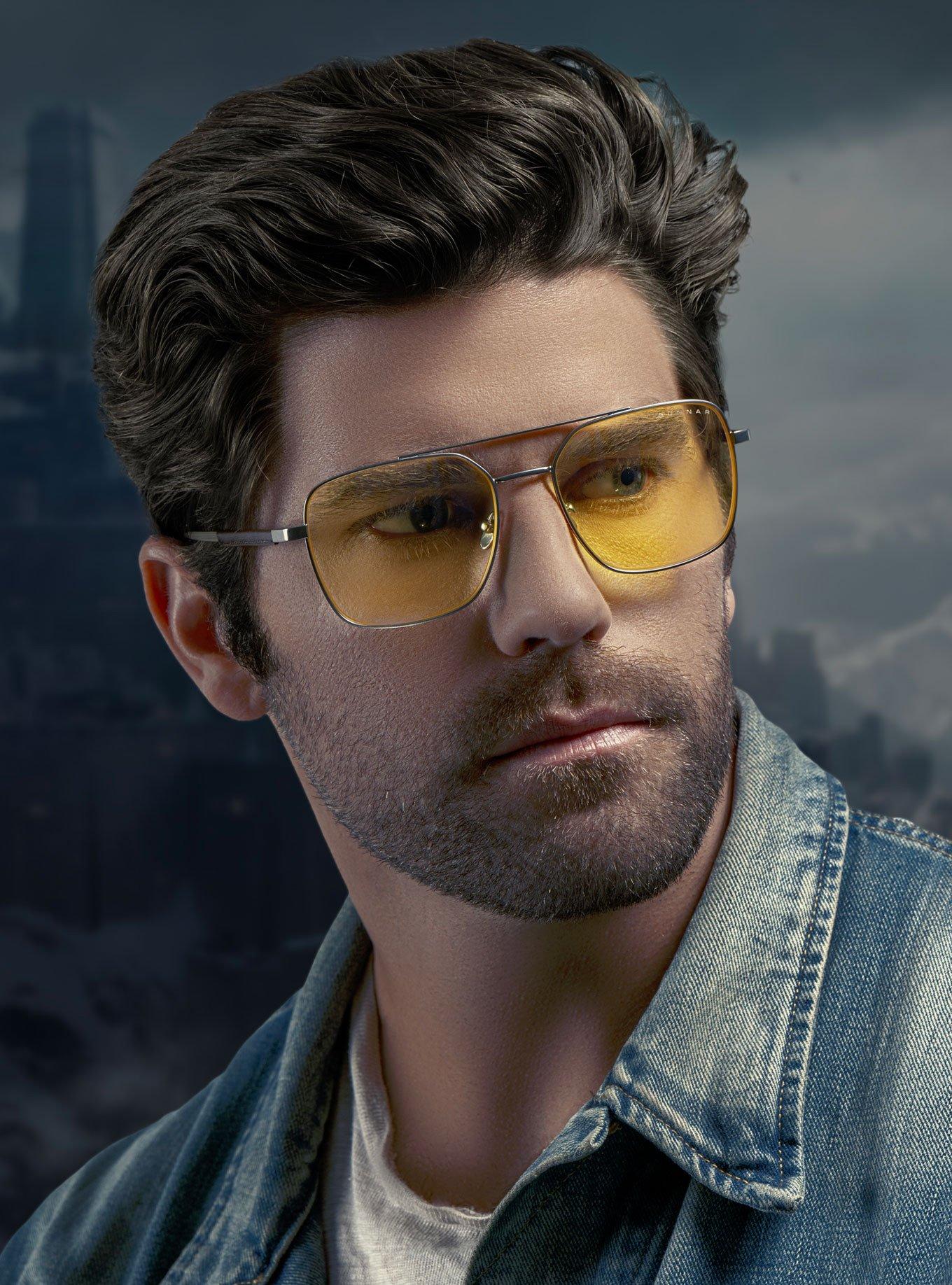 Witcher x GUNNAR White Wolf Amber Tint Blue Light Glasses, , alternate