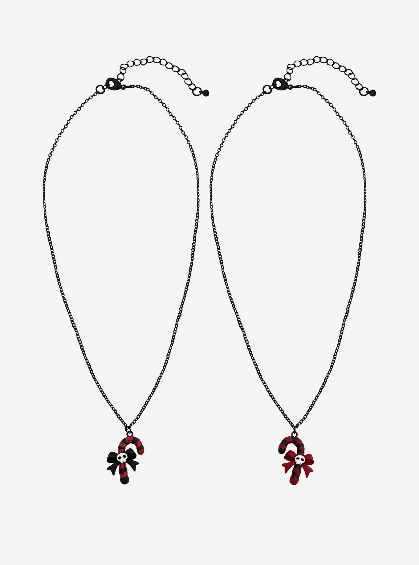 Gothmas Black & Red Candy Cane Best Friend Necklace Set, , hi-res