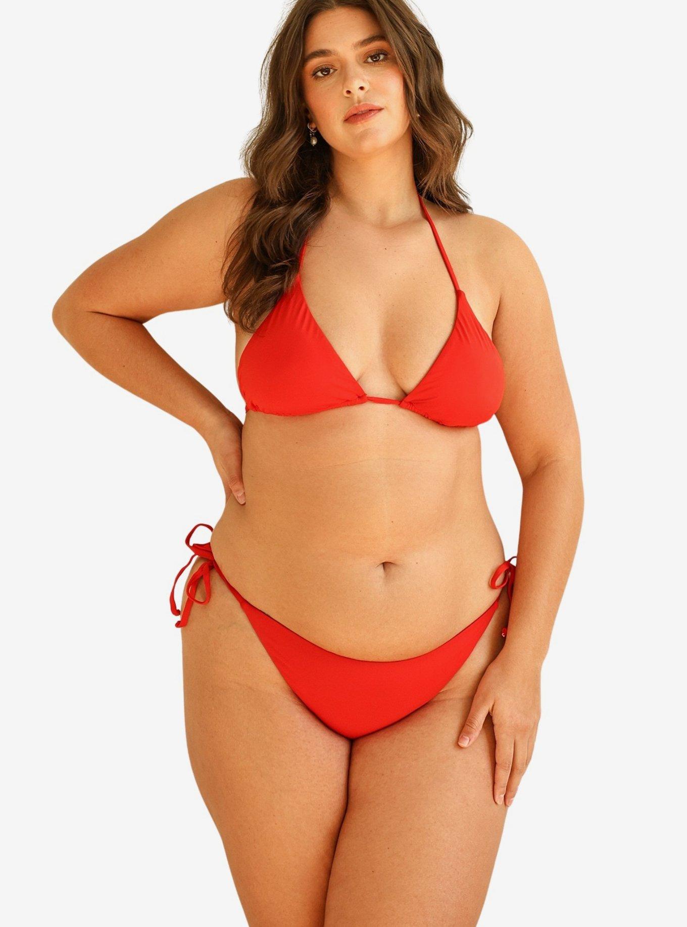 Dippin' Daisy's Palm Tie Back Triangle Bikini Top, RED, alternate