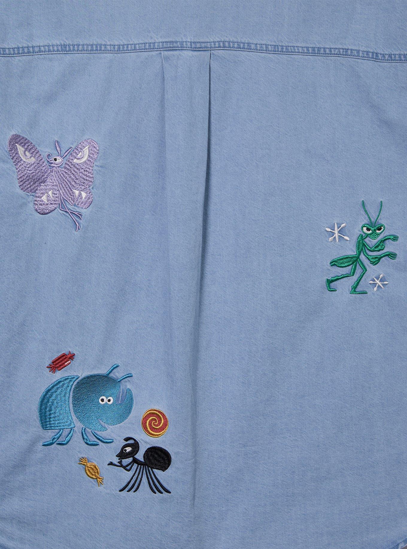 Disney Pixar A Bug's Life Embroidered Long-Sleeve Button-Up Plus Size, , hi-res