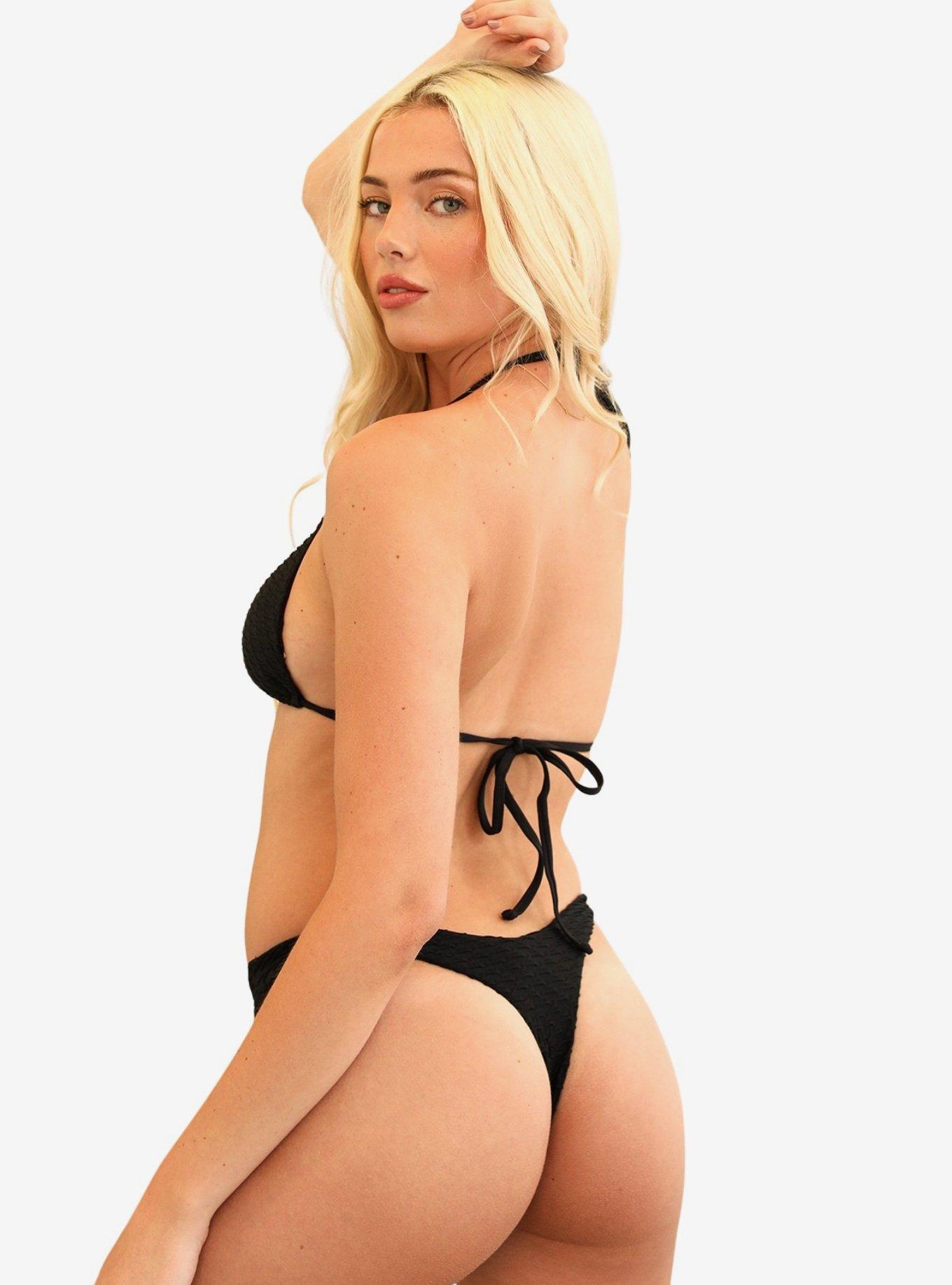 Dippin' Daisy's Palm Tie Back Triangle Bikini Top, BLACK, alternate
