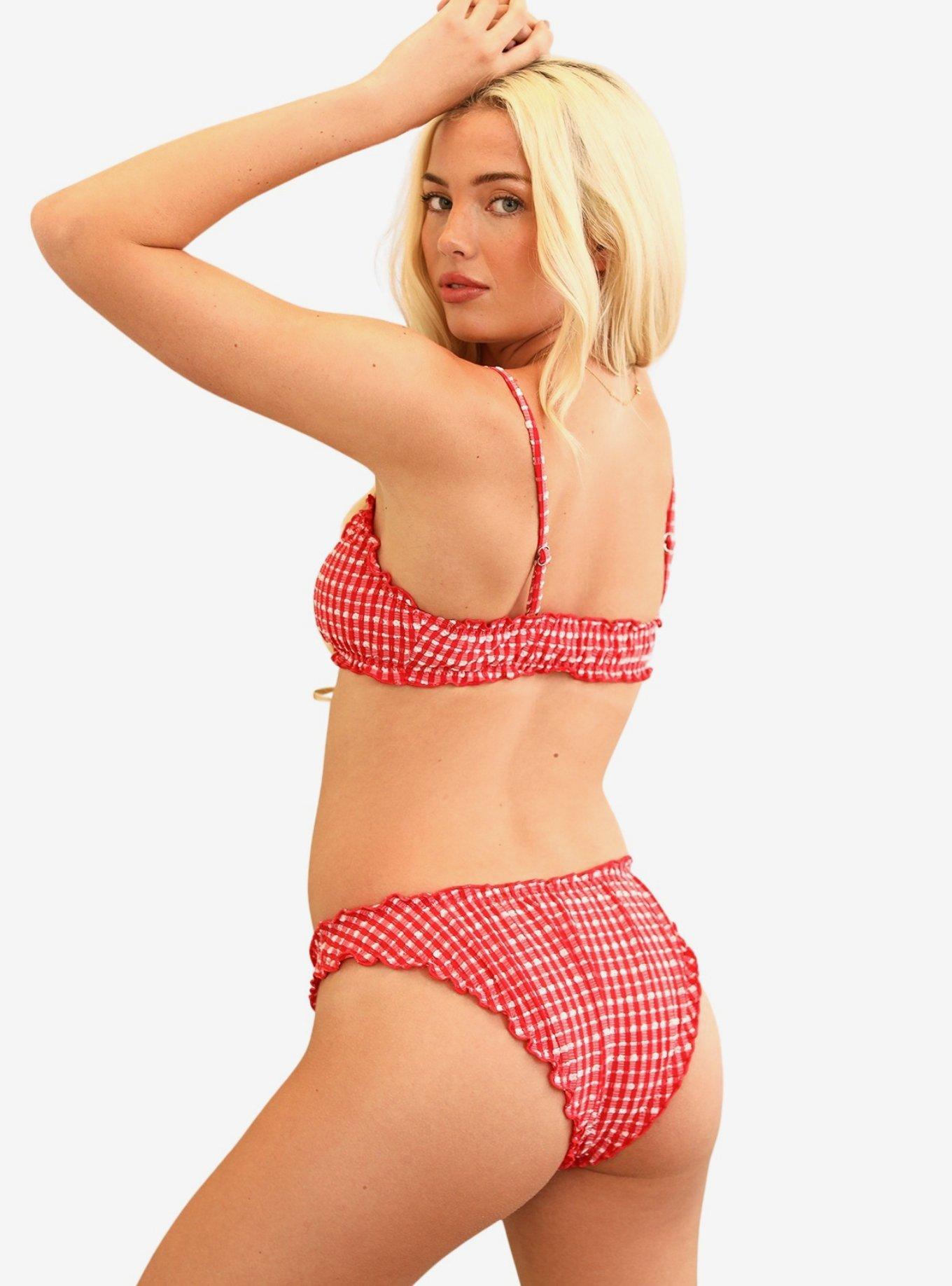 Dippin' Daisy's Bonita Ruffled Bikini Top, RED, alternate
