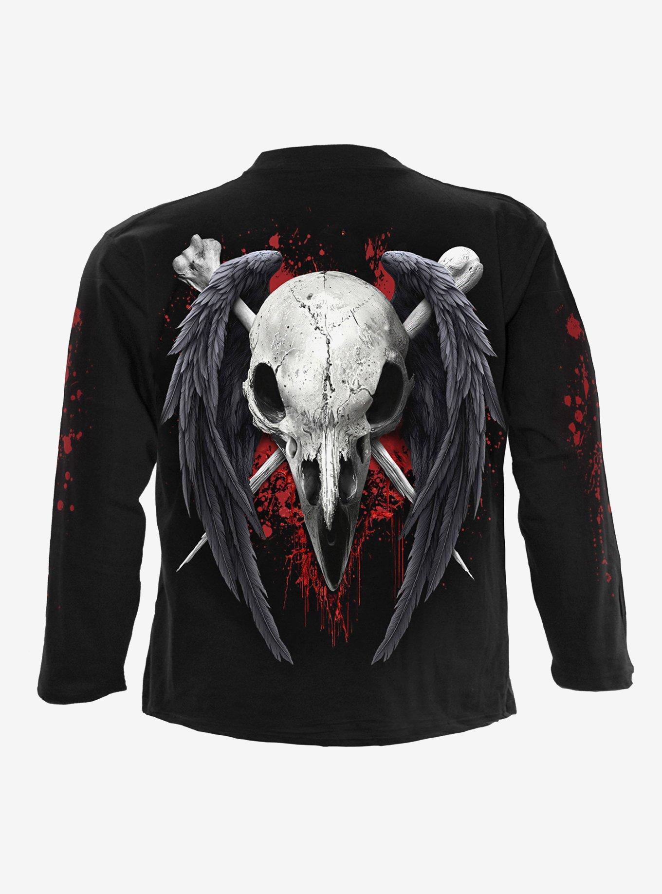 Death Raven Long Sleeve T-Shirt, BLACK, alternate
