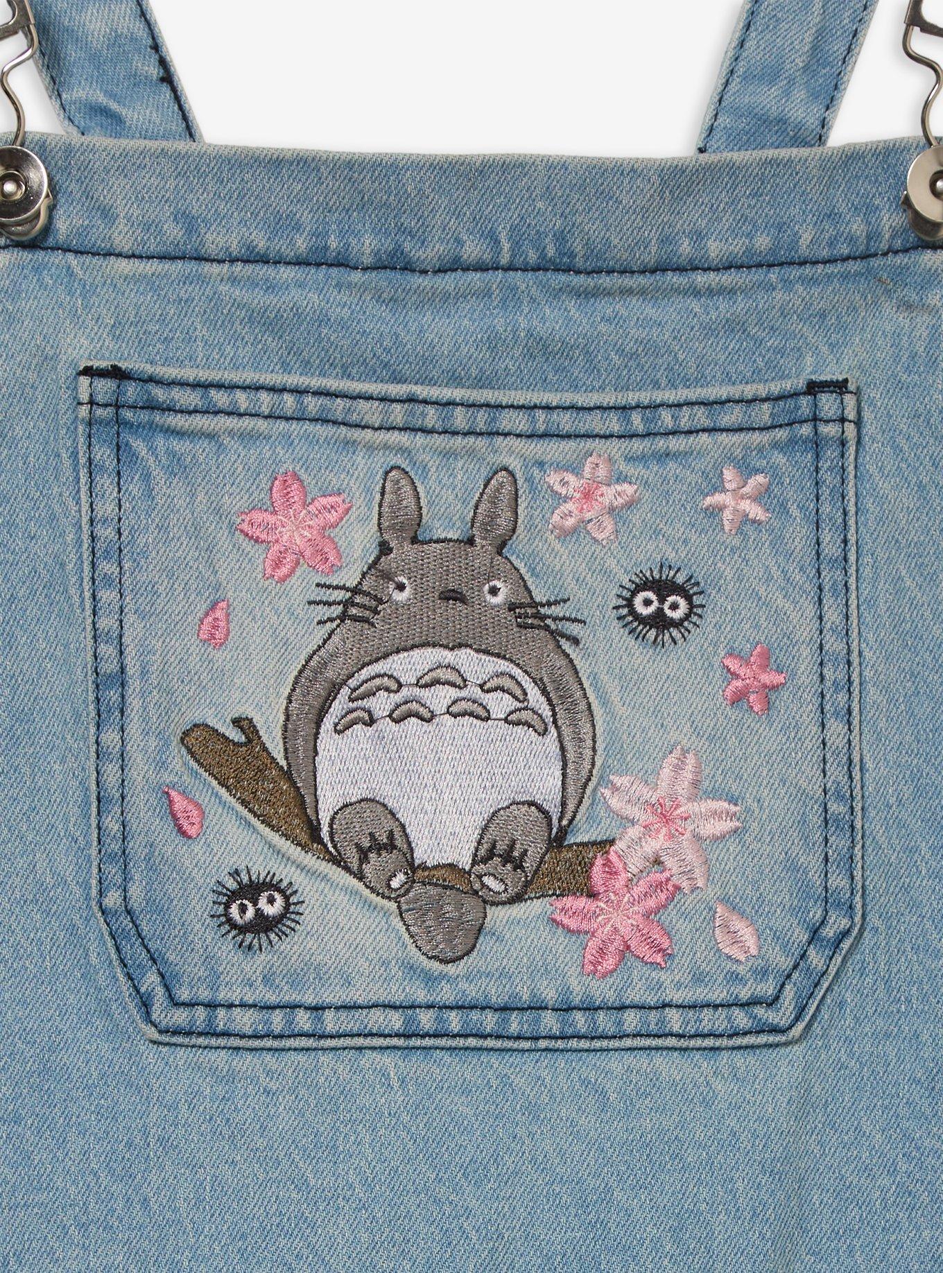 Studio Ghibli&reg; My Neighbor Totoro Cherry Blossom Embroidered Women's Overalls - BoxLunch Exclusive, DENIM, alternate