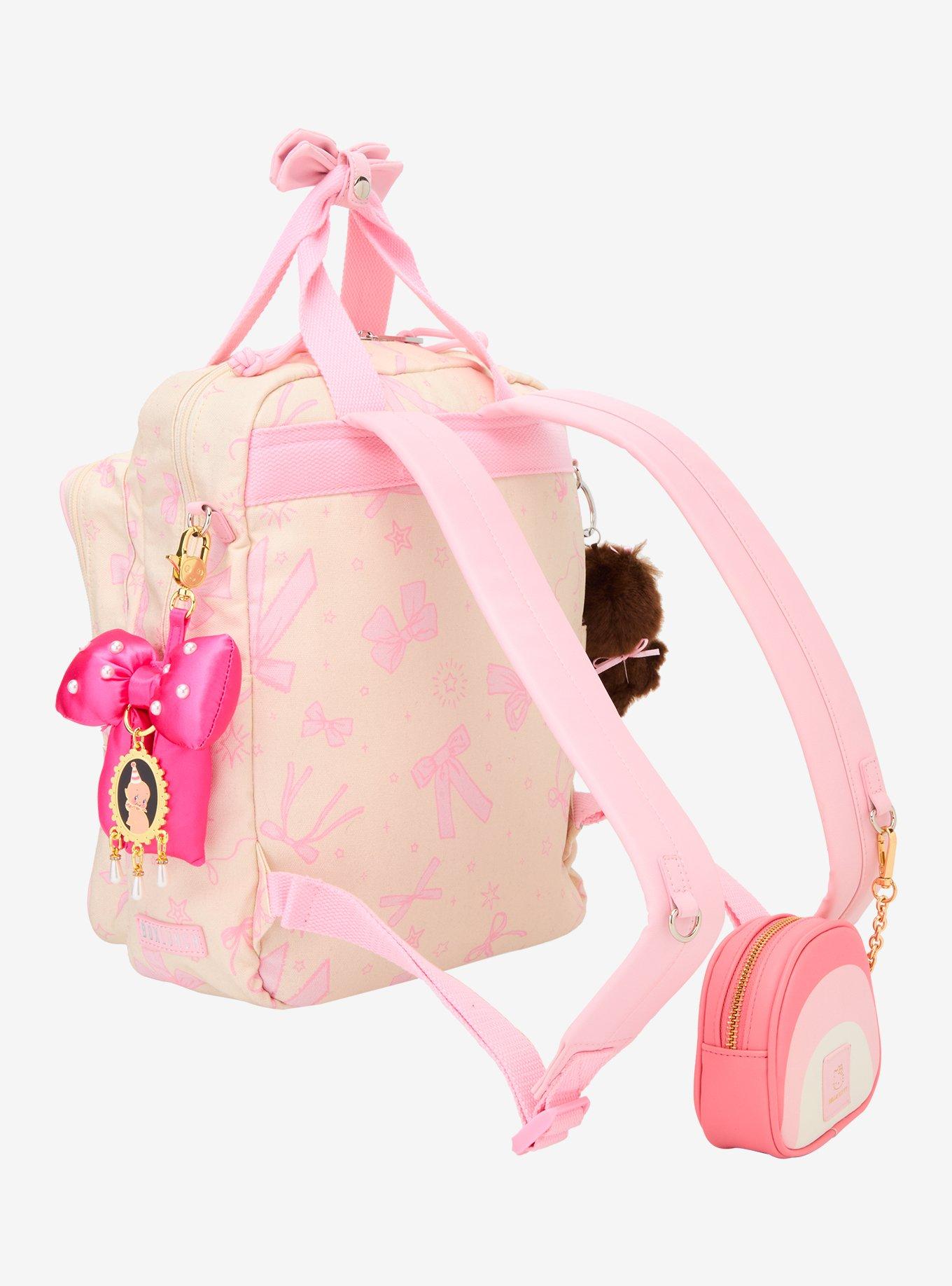 Pink Bow Allover Print Trinket Display Mini Backpack &mdash; BoxLunch Exclusive, , alternate