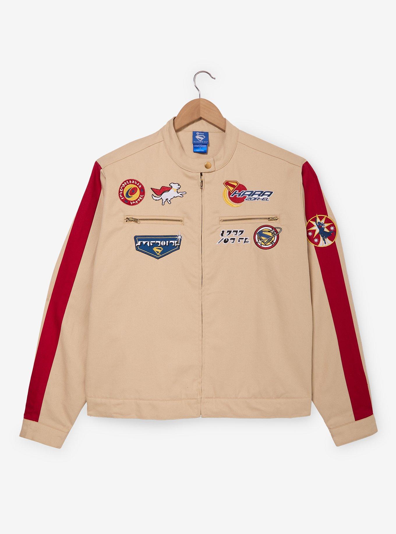 DC Comics Supergirl Patches Women's Plus Size Moto Jacket - BoxLunch Exclusive, BEIGE, alternate