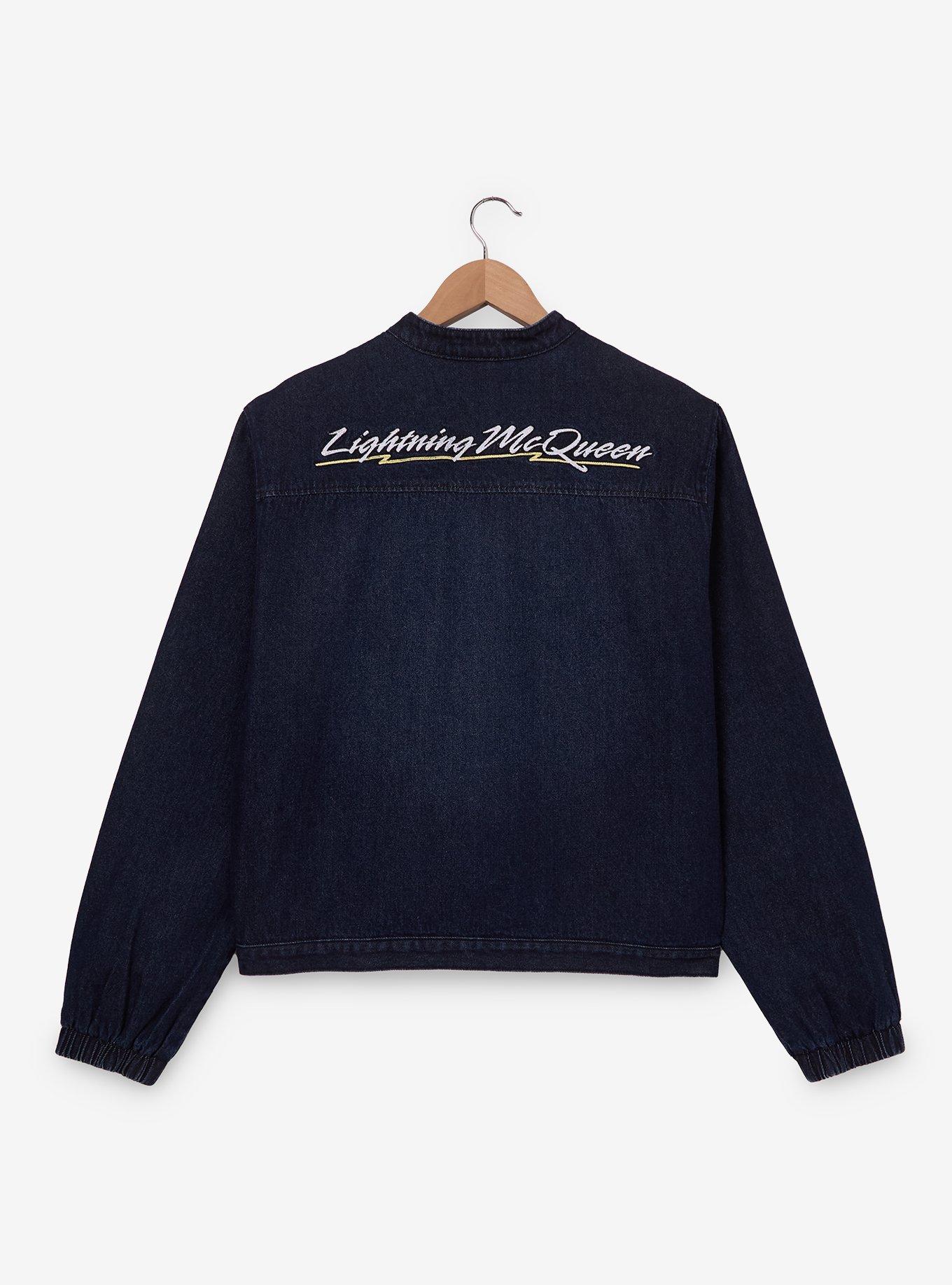 Disney Pixar Cars Cropped Women's Denim Moto Jacket &mdash; BoxLunch Exclusive, , hi-res