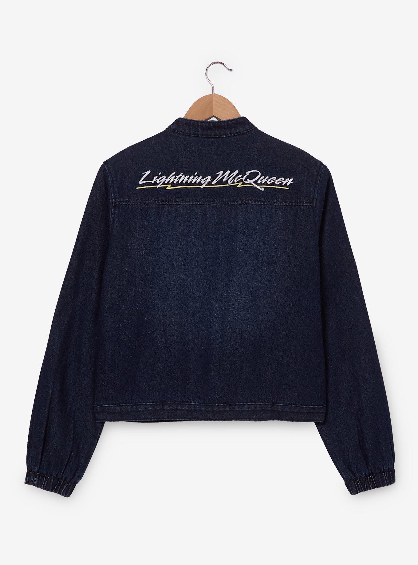 Disney Pixar Cars Cropped Women's Plus Size Denim Moto Jacket &mdash; BoxLunch Exclusive, , hi-res