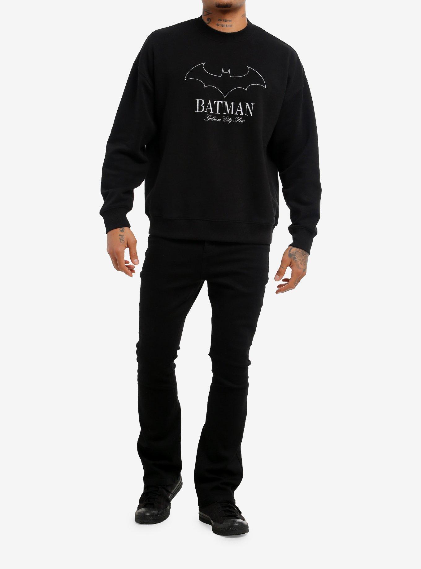 DC Comics Batman Logo Outline Sweatshirt, BLACK, alternate