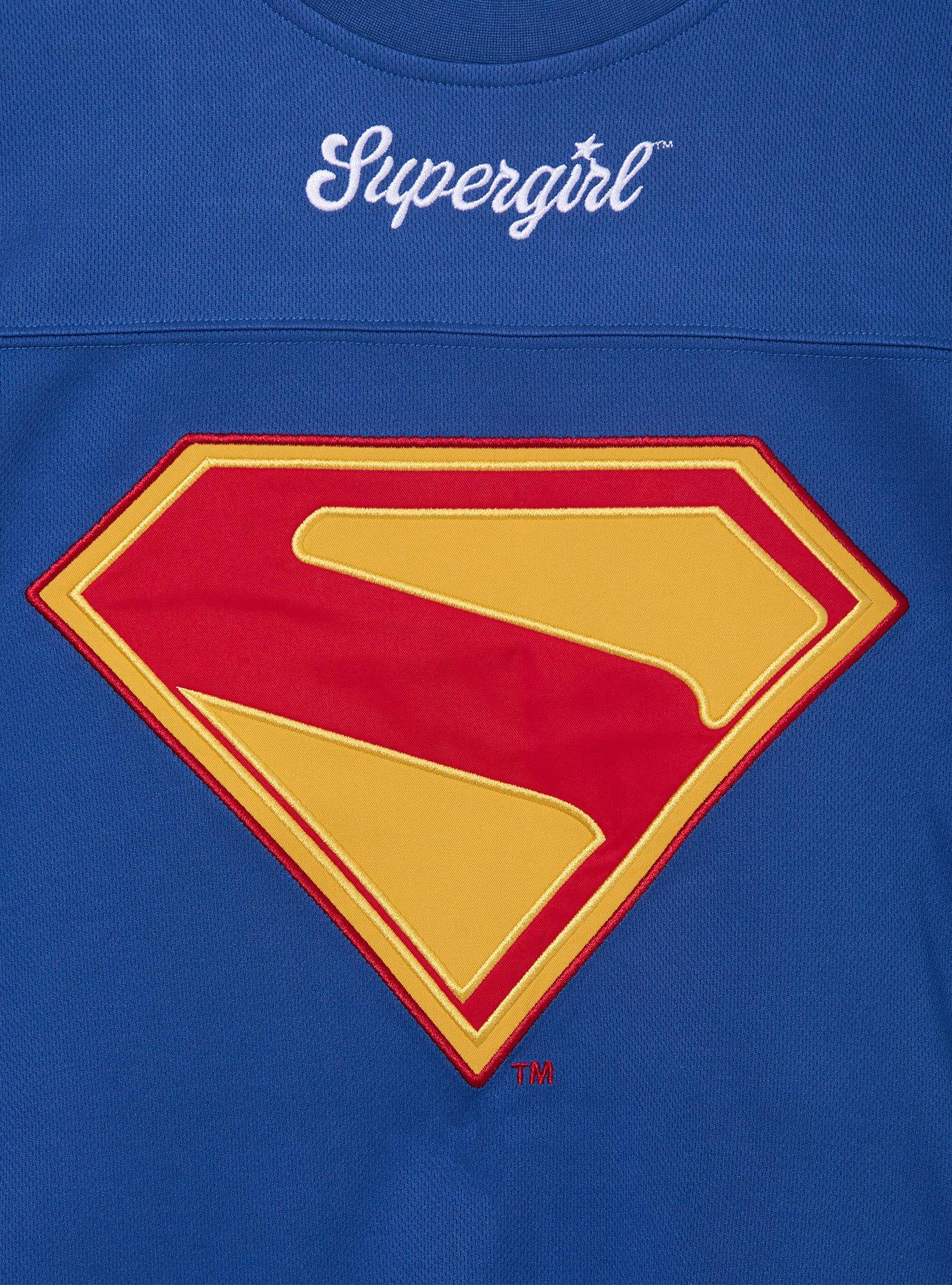 DC Comics Supergirl Kara Women's Cropped Football Jersey - BoxLunch Exclusive, NAVY, alternate