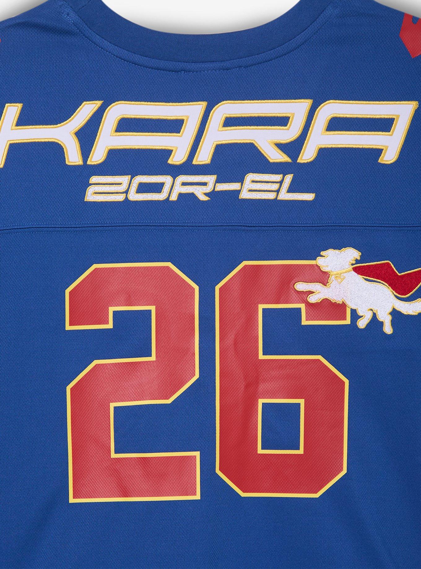 DC Comics Supergirl Kara Women's Cropped Football Jersey - BoxLunch Exclusive, NAVY, alternate