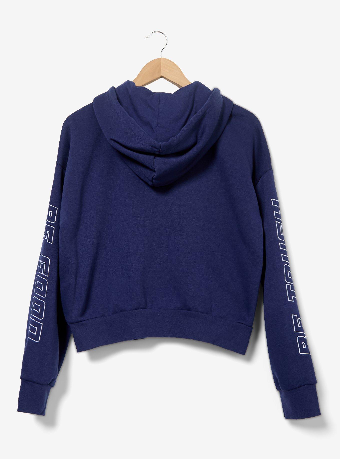 DC Supergirl Embroidered Patches Women's Cropped Zippered Hoodie - BoxLunch Exclusive, NAVY, alternate