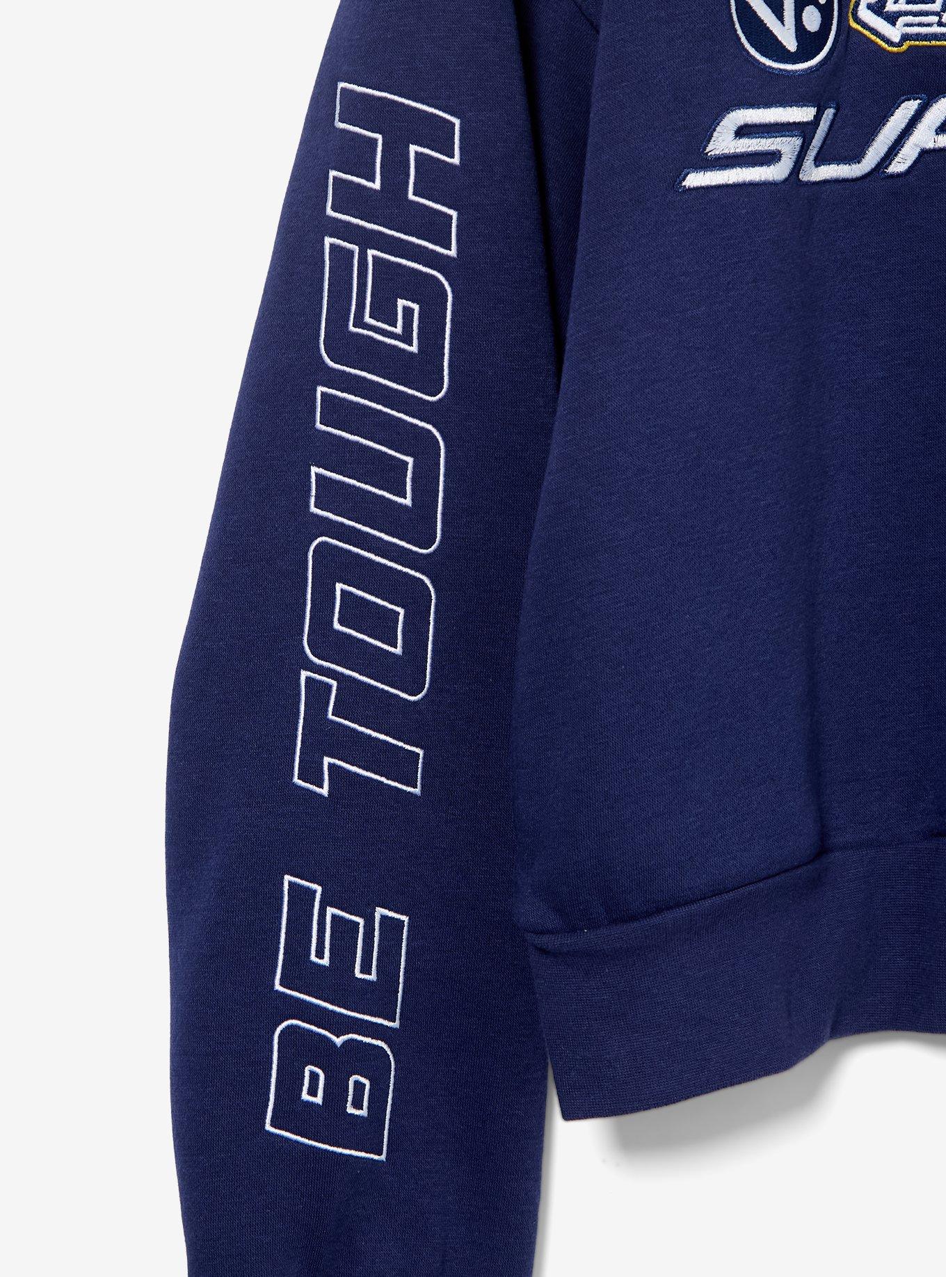 DC Supergirl Embroidered Patches Women's Plus Size Cropped Zippered Hoodie - BoxLunch Exclusive, NAVY, alternate - view 5