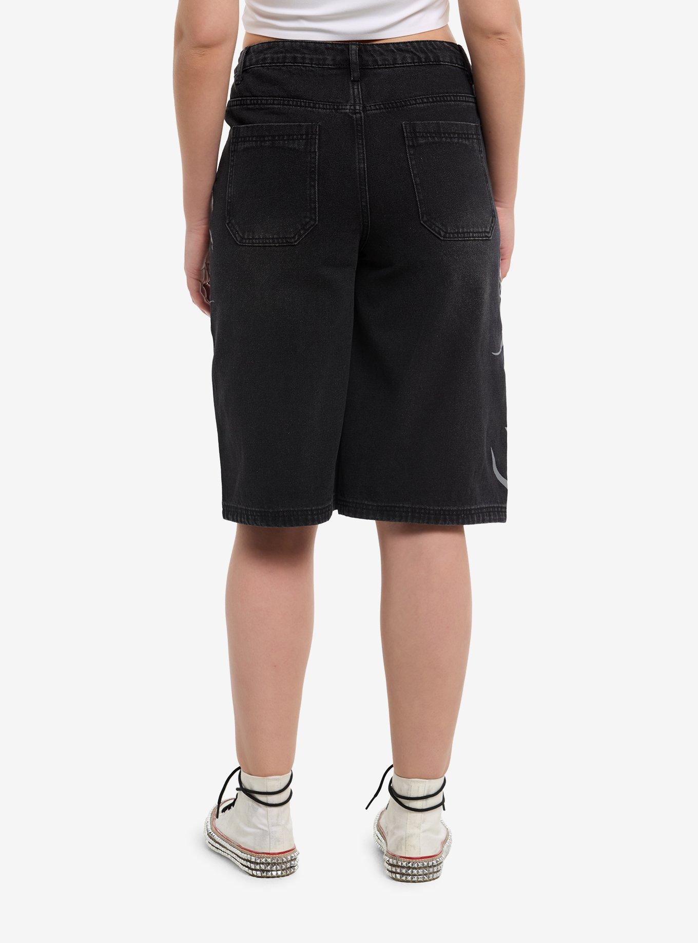 Black Cyber Flame Jorts, , hi-res
