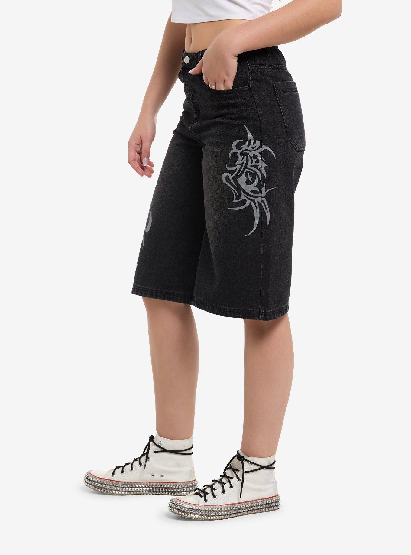 Black Cyber Flame Jorts, MULTI, alternate